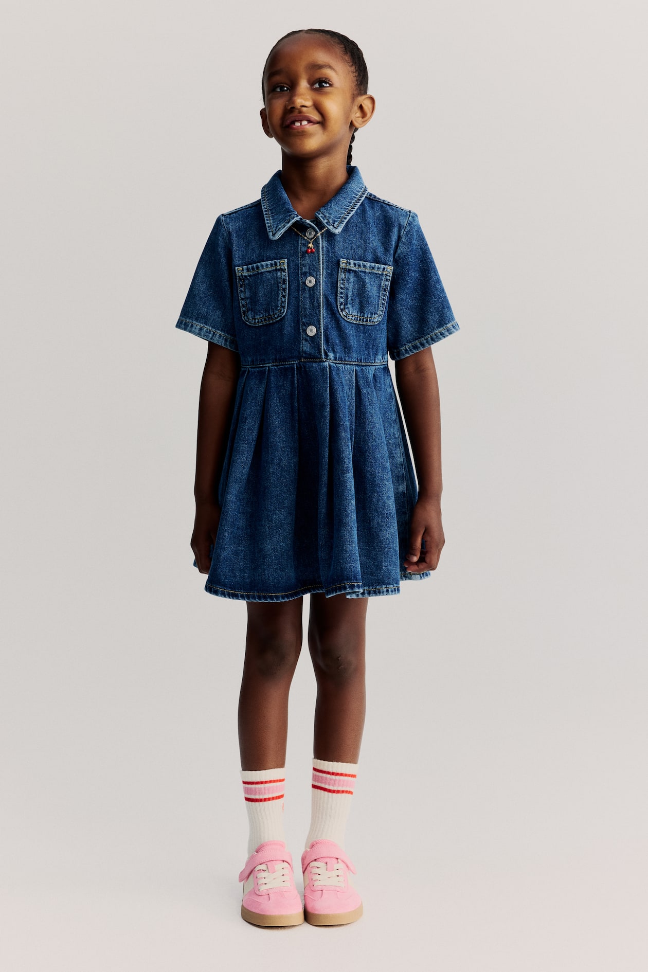 denim dress girls Buy HOP Baby Girls Blue Embroidered Fit-and-Flare Denim Dress from Westside main image 0