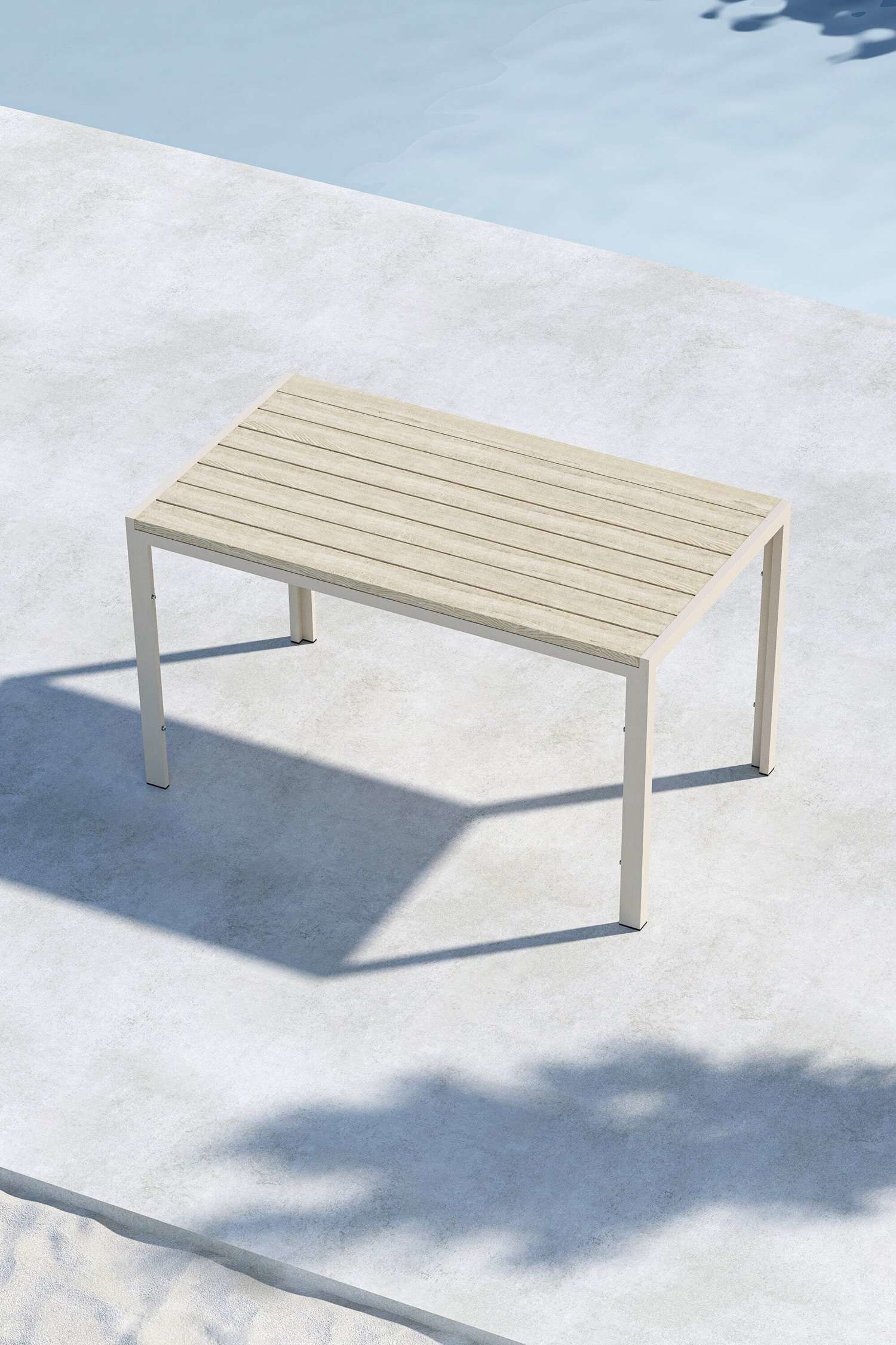 Mirko Dining Table - Aluminum, Beige/Aluminum, Black