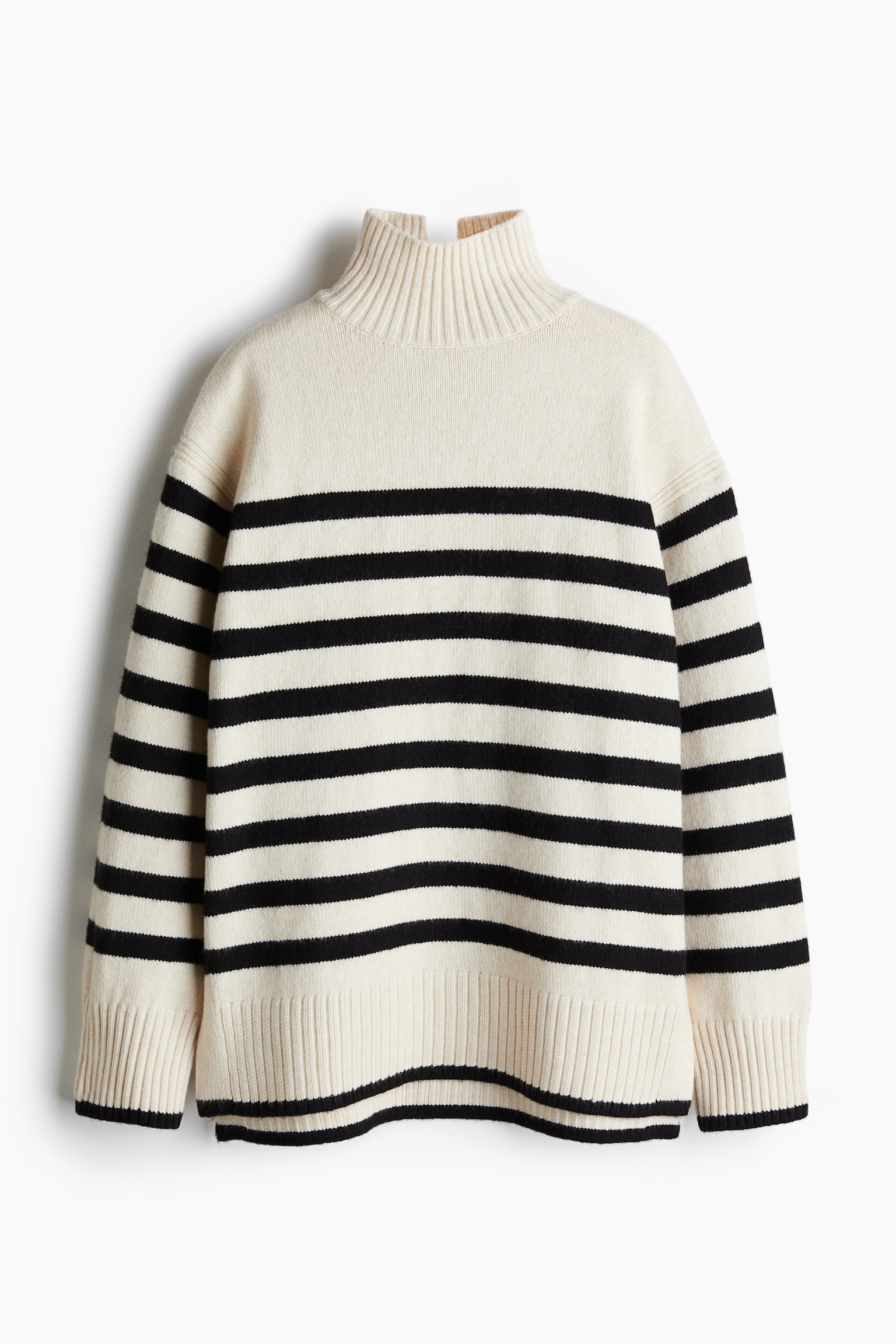 Oversized polo-neck jumper - Natural white/Striped/Dark khaki green/Red/Light beige marl/Pigeon blue/Grey marl/Cream/Black/Cream striped/Grey marl/Striped/Mustard yellow - 2