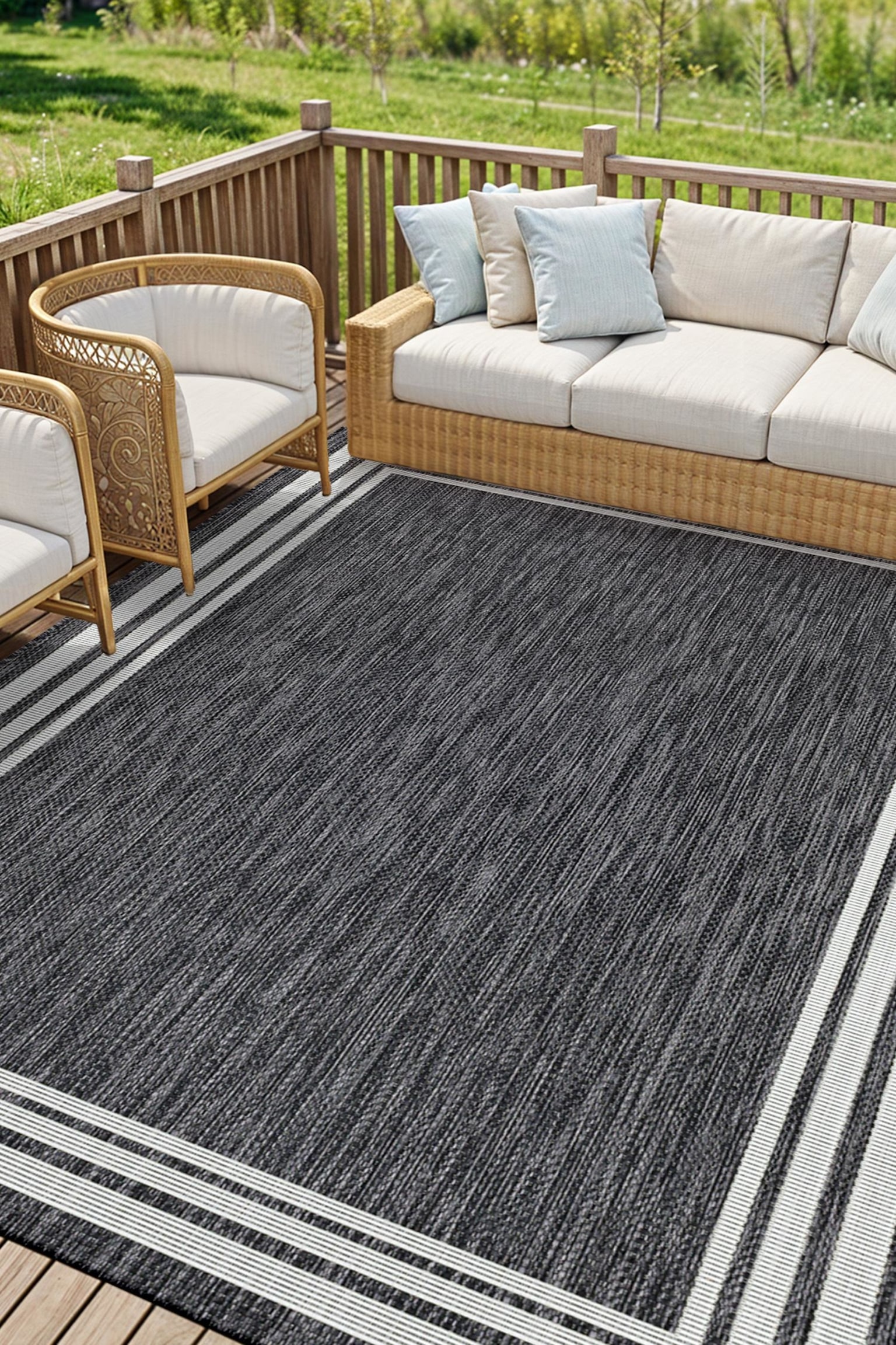 Akriti In- /outdoor Area Rug - Grey, Ivory - 2