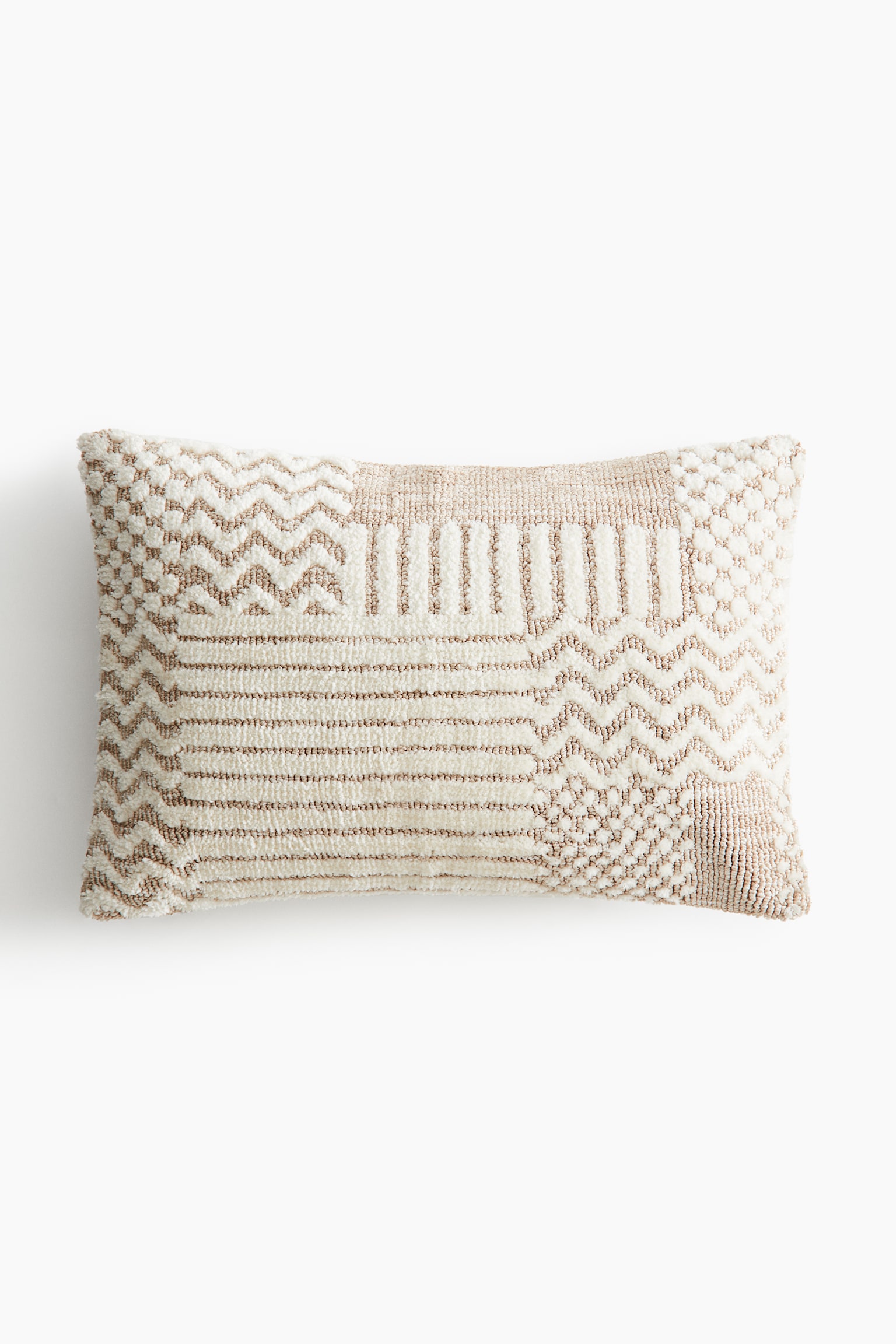 Cotton canvas cushion cover - Beige/Patterned - 1