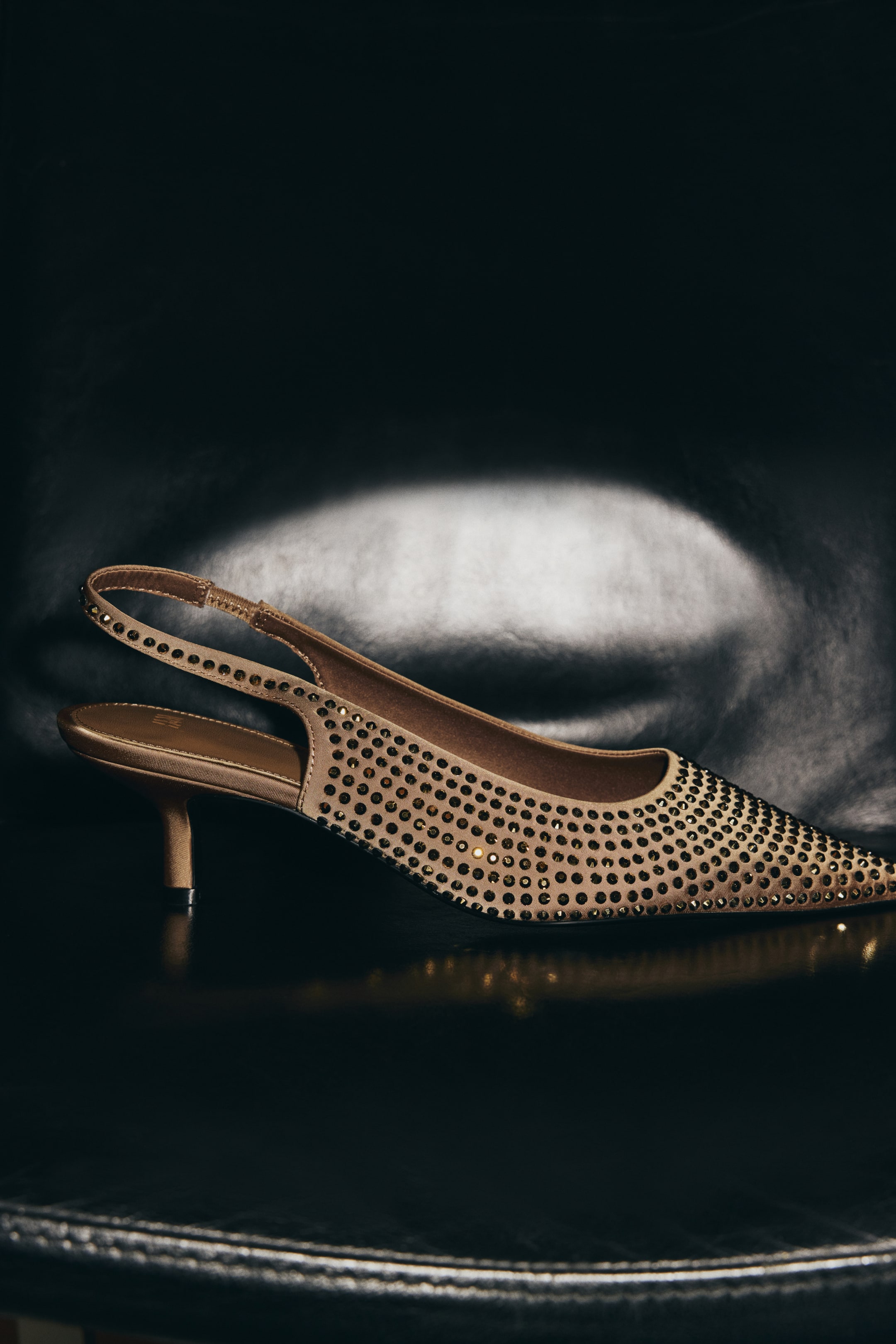 View larger image: Rhinestone-embellished slingback court shoes - Beige/gold-colored - Ladies | H&M US 2