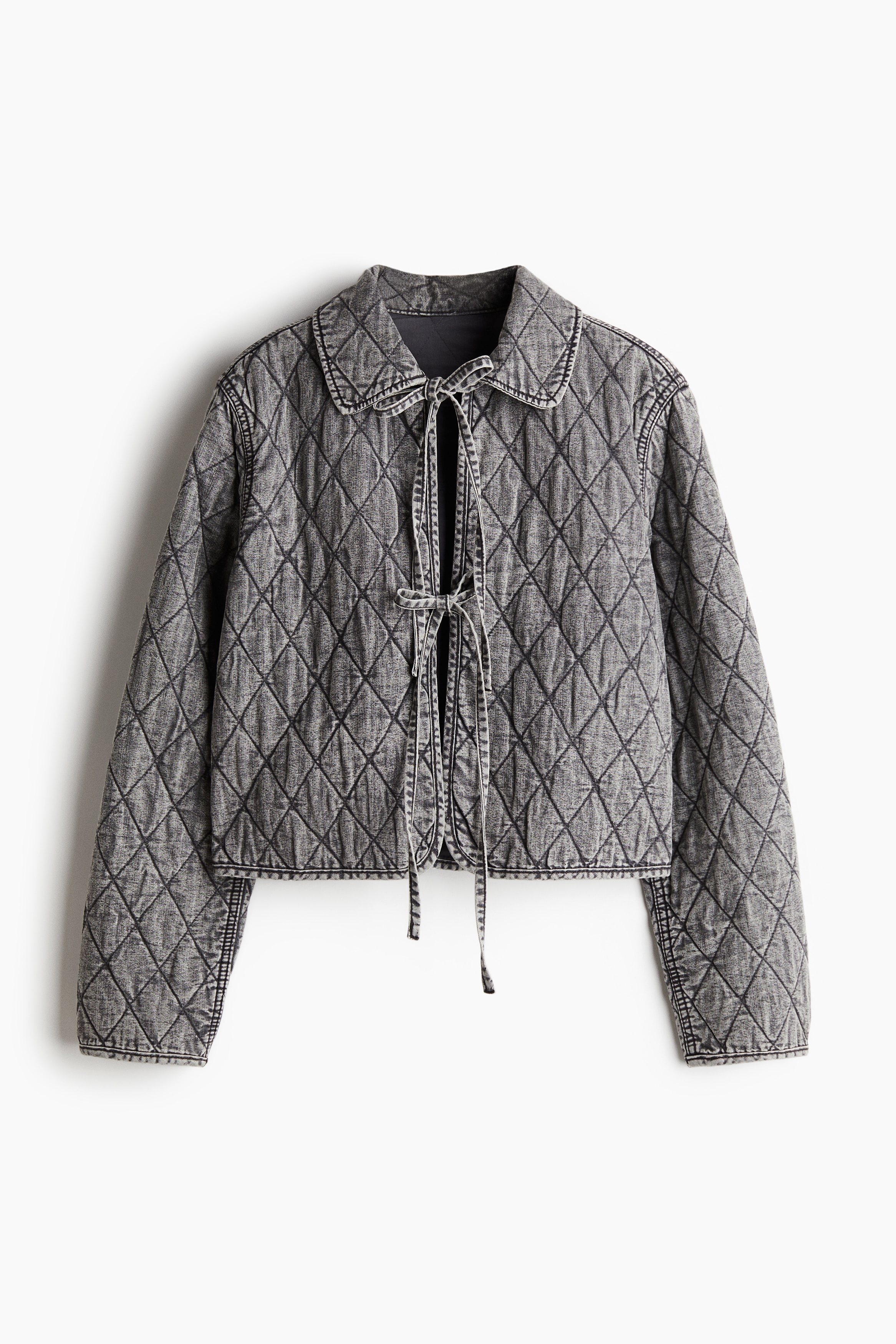 Quilted Denim Jacket - Light dusty grey/Washed