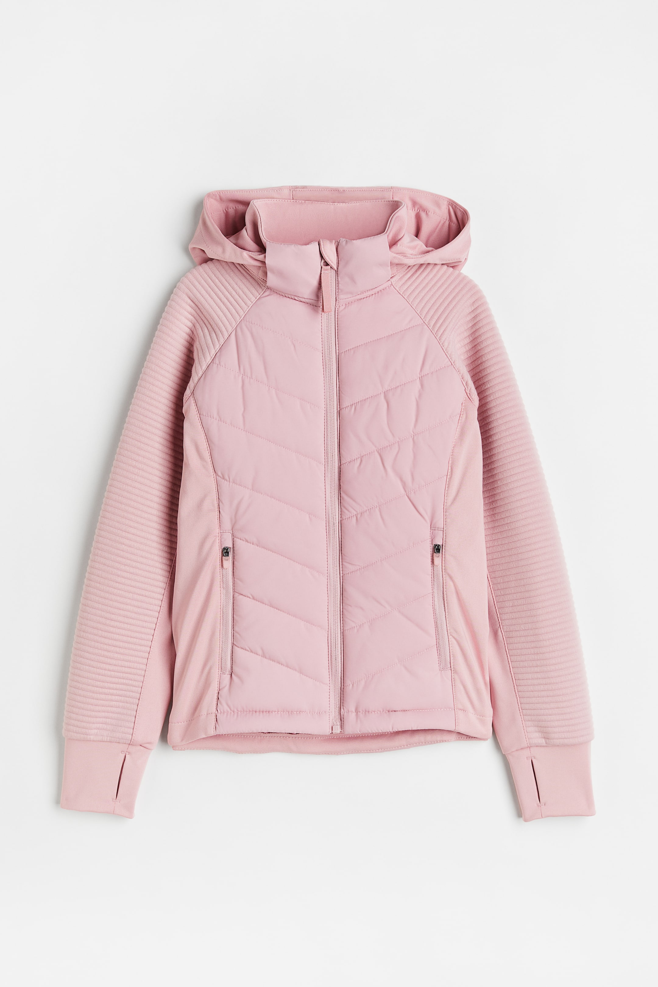 Hooded sports jacket Long sleeve Regular length Light pink Kids