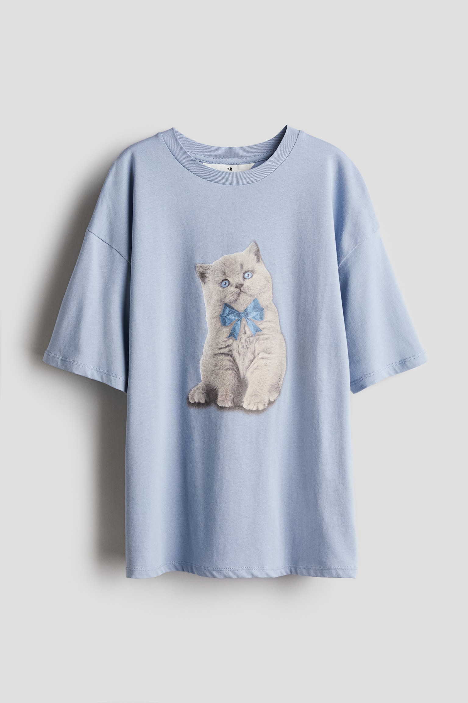 オーバーサイズ プリントデザインTシャツ - ライトブルー／キャット/ダークグレー／ディスコボール/ブラック／Love Roma/ホワイト／ホース/dc - 1