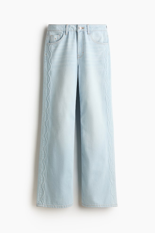 Wide-Leg High-Waist Jeans - Light denim blue - 1