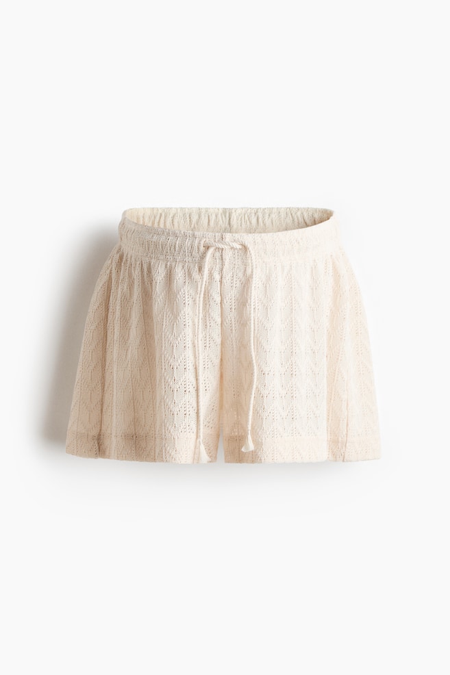MAMA Short à cordon en maille pointelle - Beige clair/Noir/rayé/Marron - 1