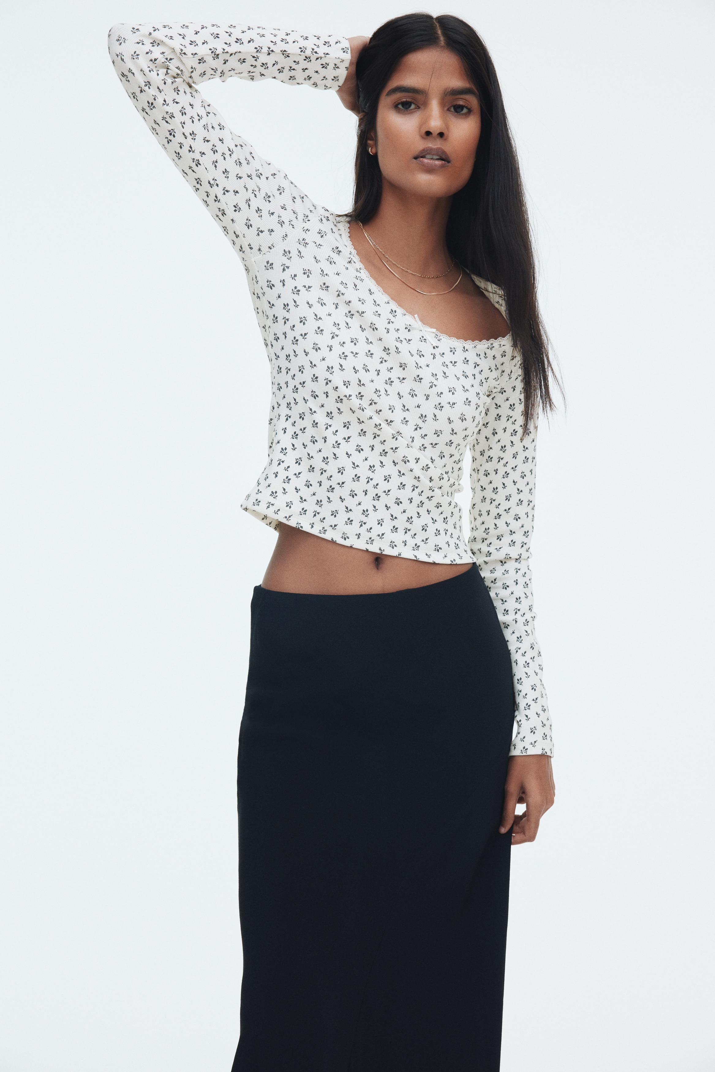 Ribbed jersey top