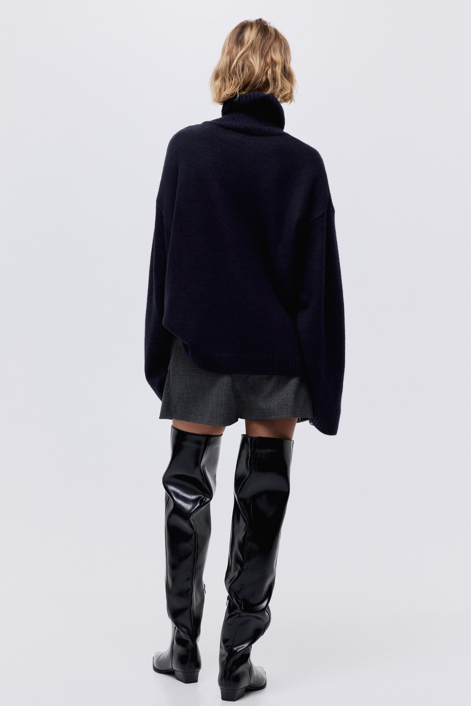 Jacquard-knit polo-neck jumper - Navy blue/Mountains - 4