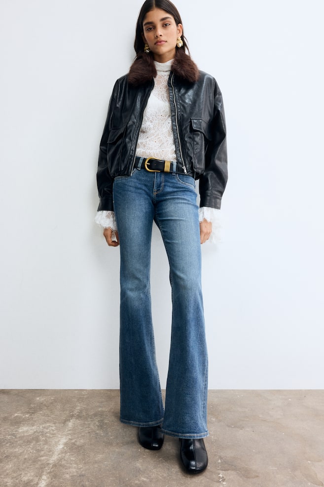 Flared Low Jeans - Màu xanh denim nhạt/Màu xanh denim đậm - 4