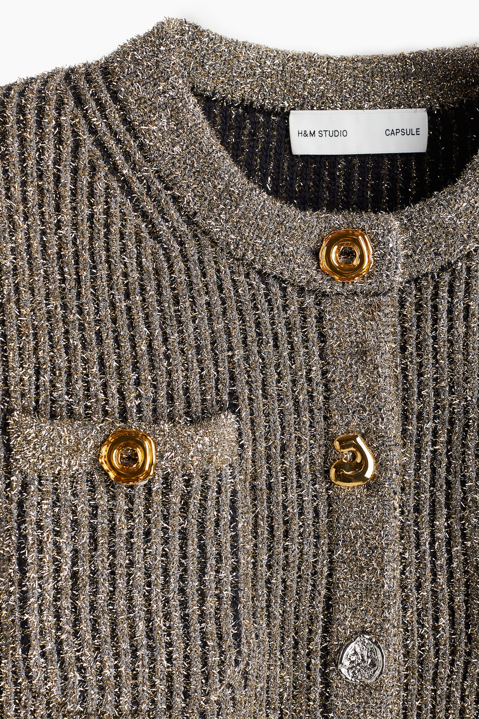 Cropped Glittery Cardigan - Silver colour/Gold colour - 6