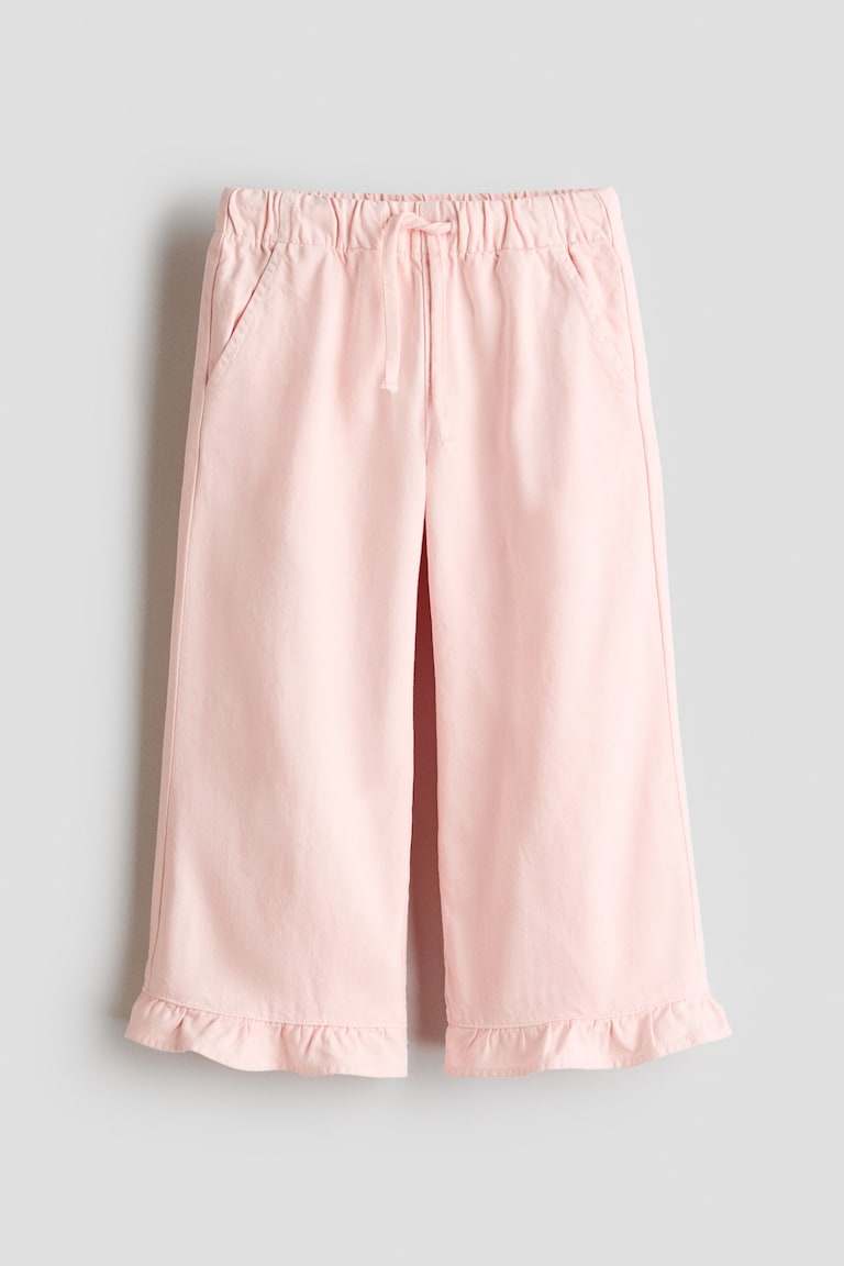 Light pink Ruffle-Trimmed Cotton Pants for kids | H&M US