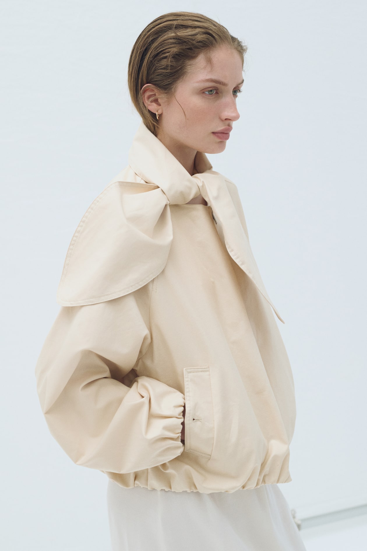 Linen-Blend Jacket with Scarf Collar - image 5