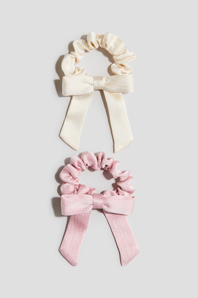 2-pack bow scrunchies - Light pink/Cream - 1