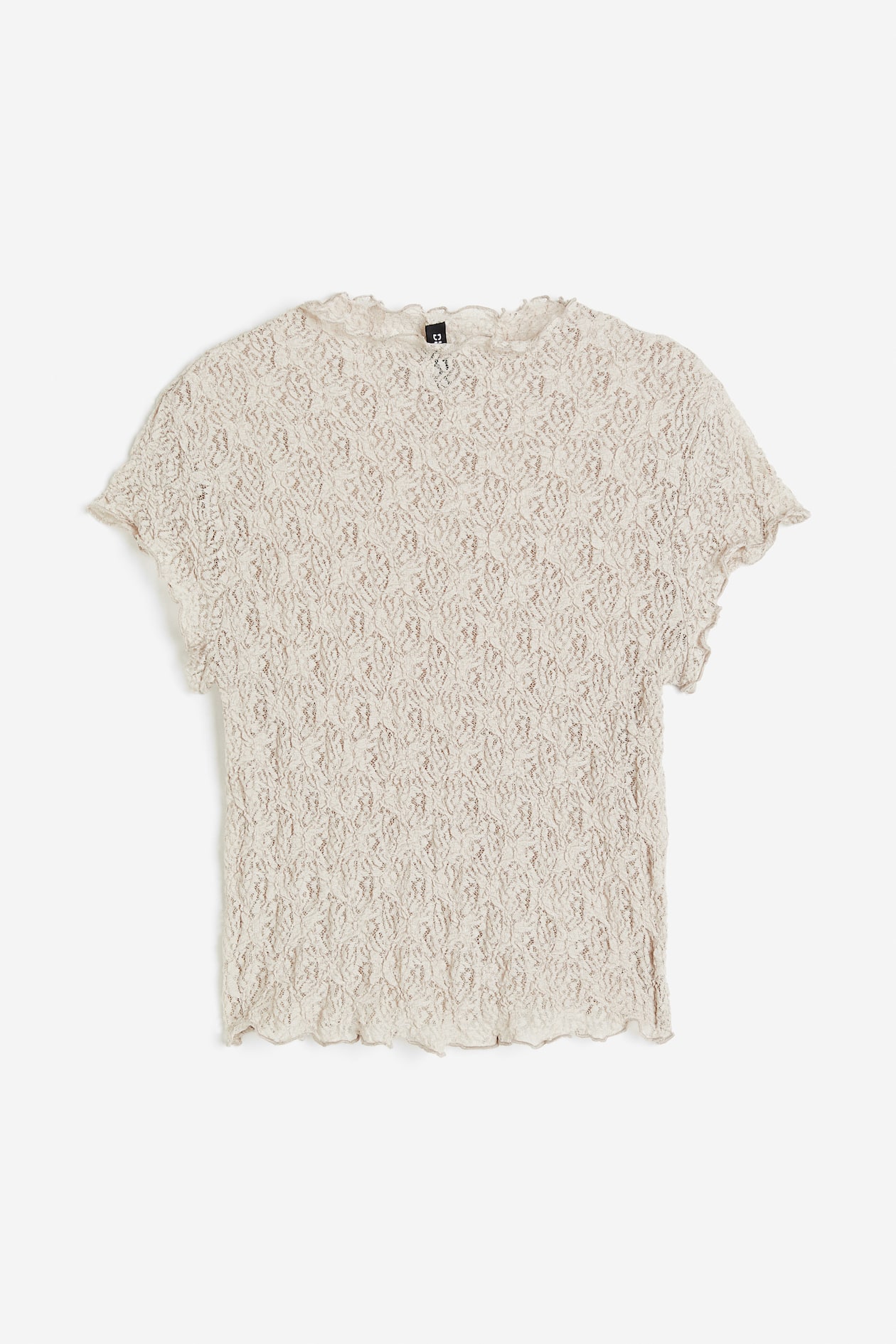 Shirt aus Spitze - Kurzarm - Kurz - Helles Greige - Ladies | H&M DE