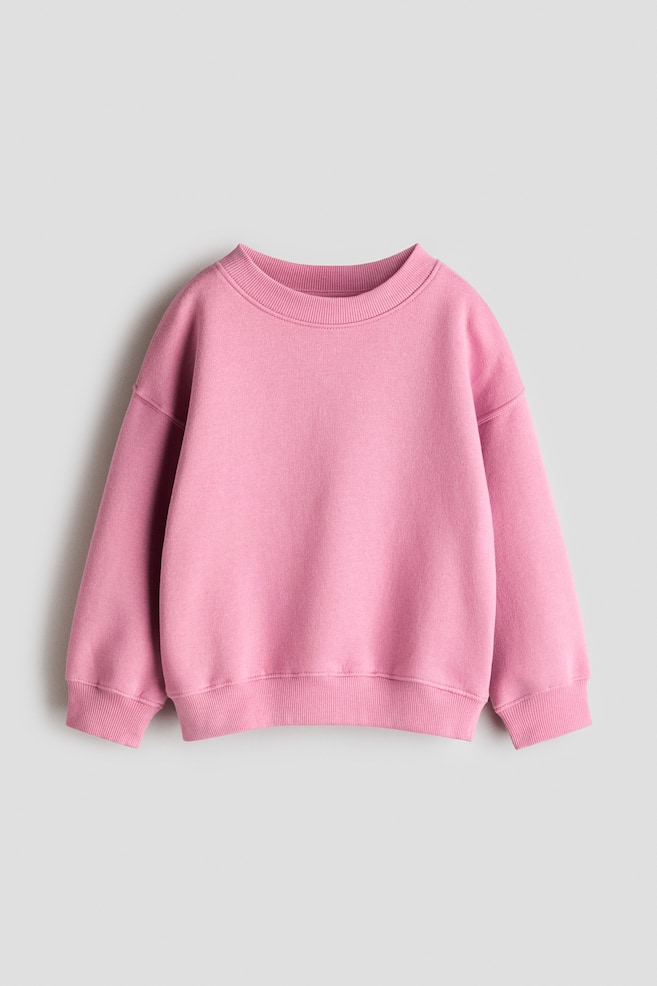 Brushed-Inside Sweatshirt - Light pink/Light purple/Light dusty pink/cherries/Taupe/hearts/Pink/striped/Light pink/Light blue/cherries/Dusty purple/hearts/Pink/hearts/Light beige/leopard print/Turquoise/hearts/Pink/Cream/hearts/Light pink/hearts - 1