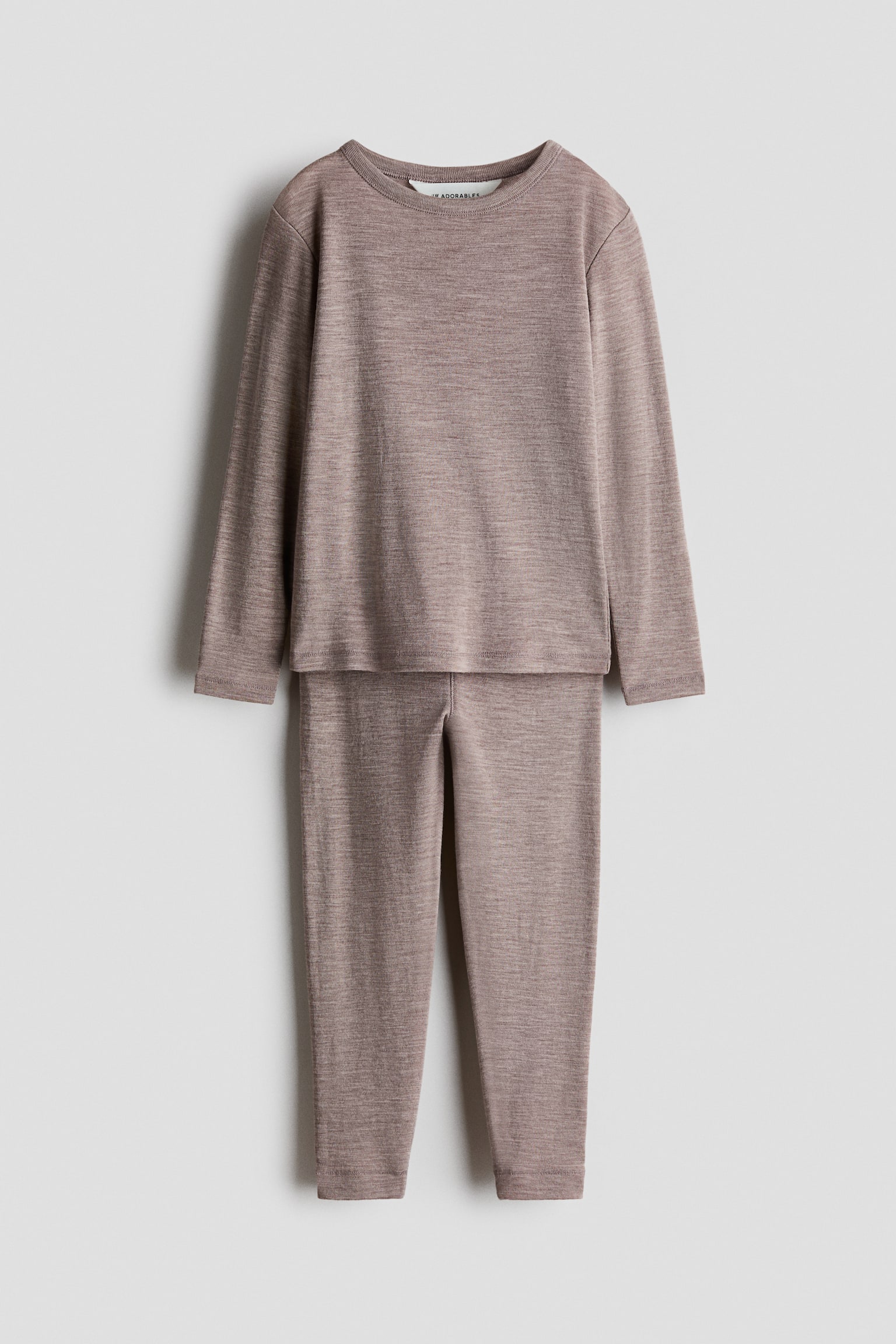 2-piece wool jersey base layer set - Dark beige