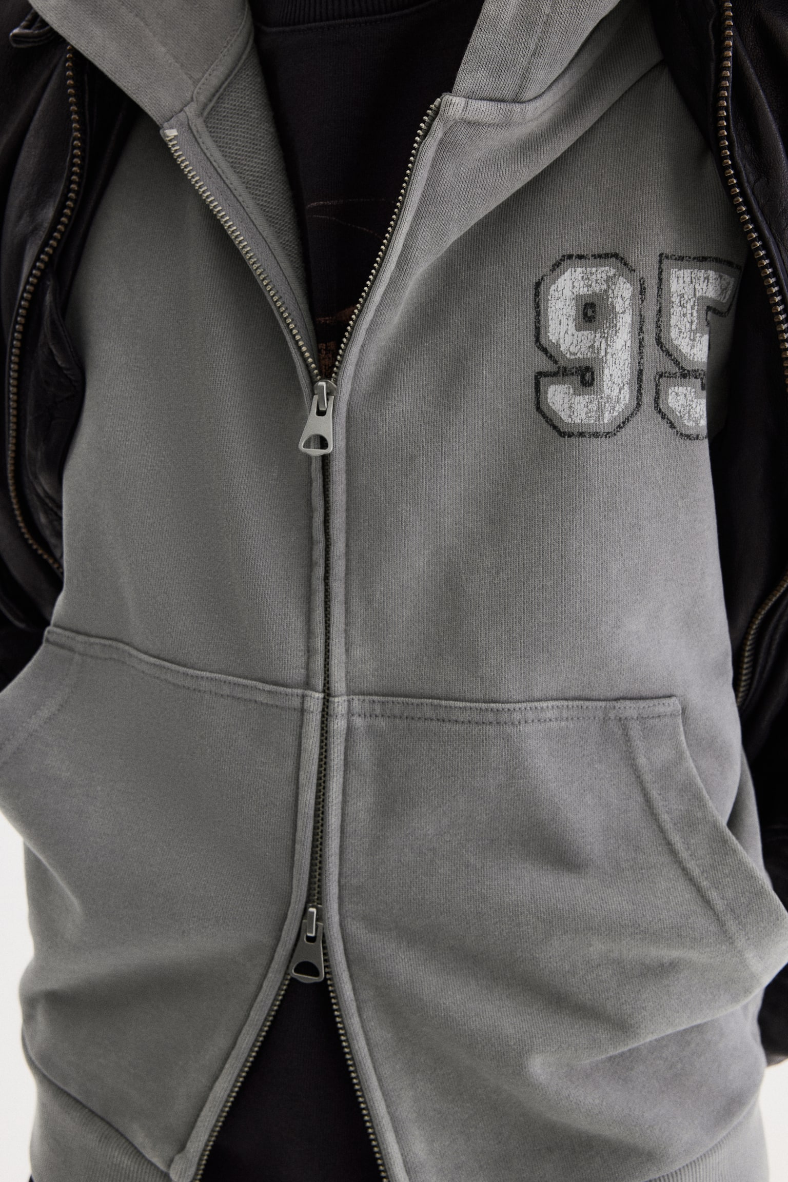 Veste à capuche carrée et zippée Oversized Fit - Gris ancien/95/Jaune/California dreams - 4