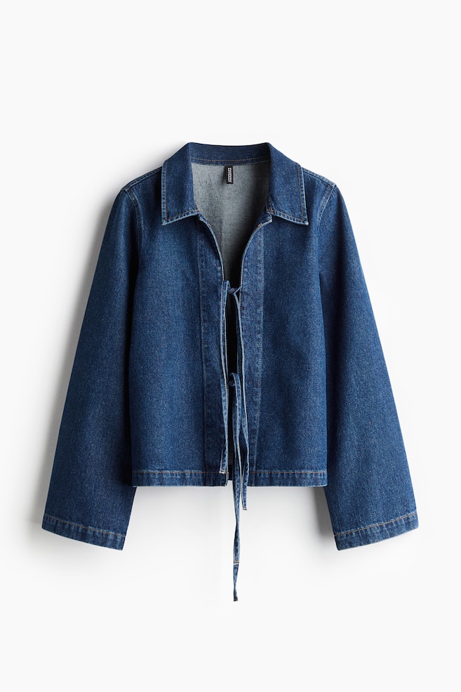 Tie-front denim jacket - Denim blue/Denim grey - 1