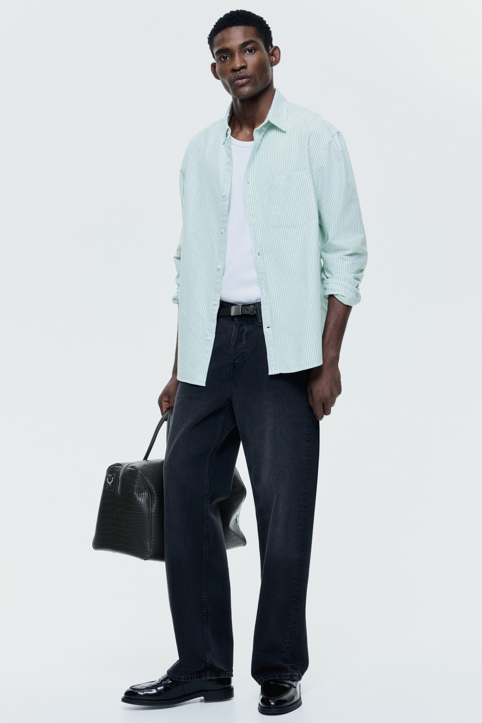 Regular Fit Oxford shirt - Green/Striped/White/Light blue/Black/Light blue/Striped/White/Pinstriped/Light blue/Striped - 7