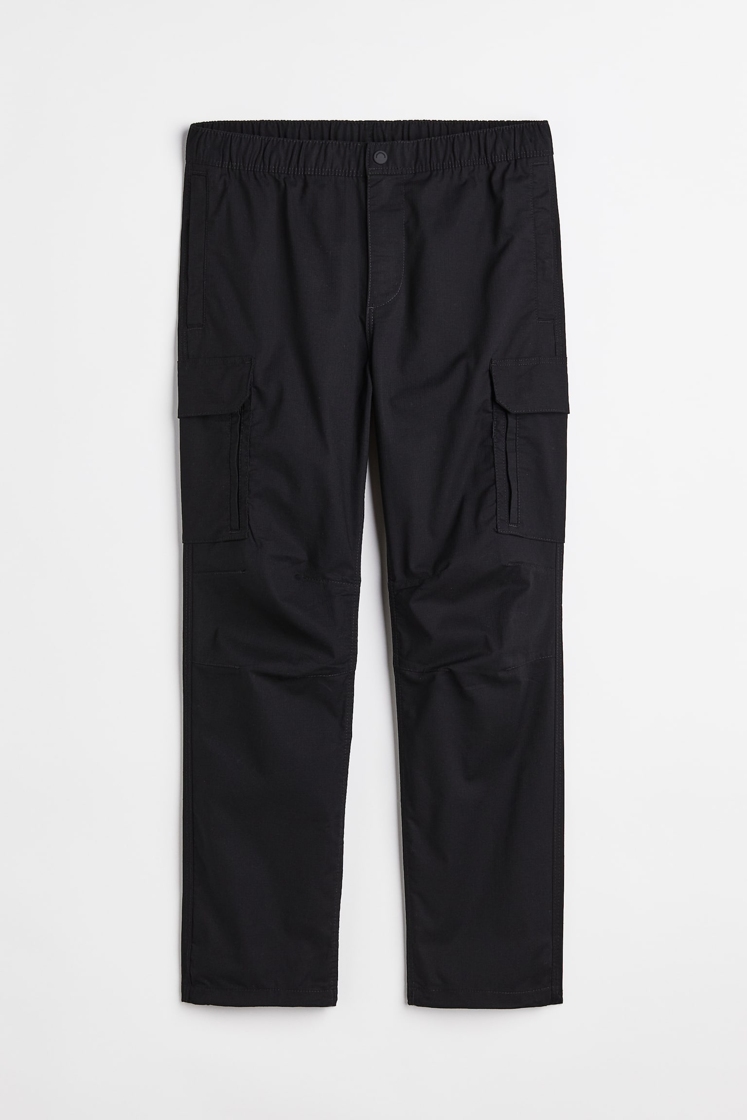 Regular Fit Ripstop Cargo Pants - Black/Grey - 1