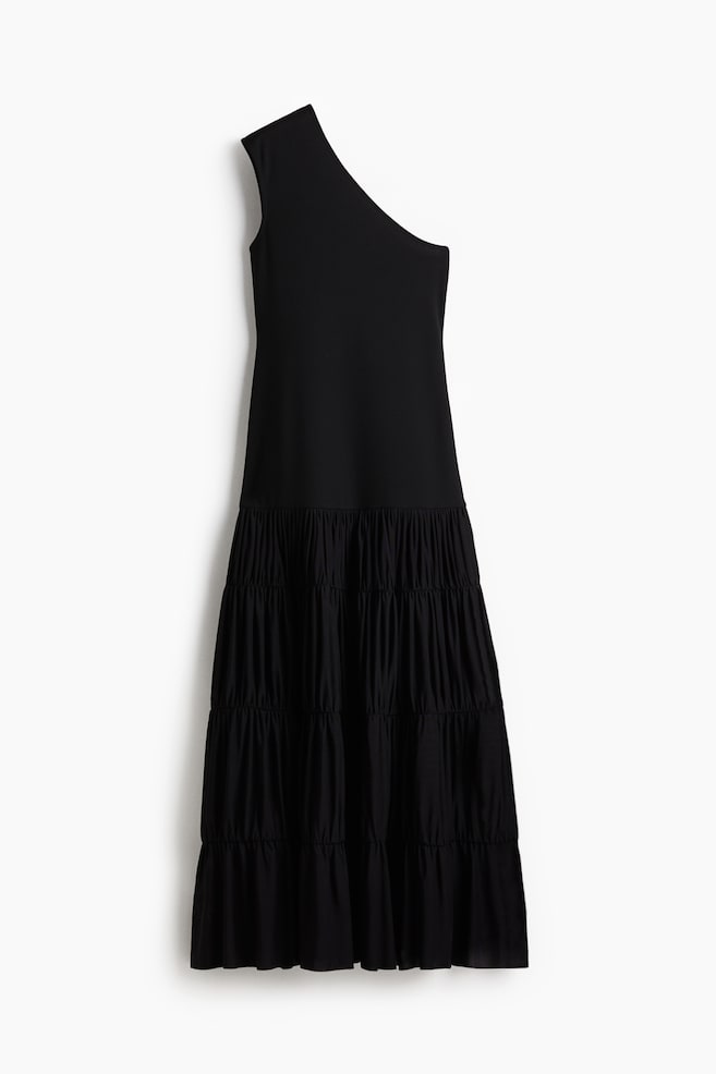 Lang one shoulder-kjole - Sort - 1