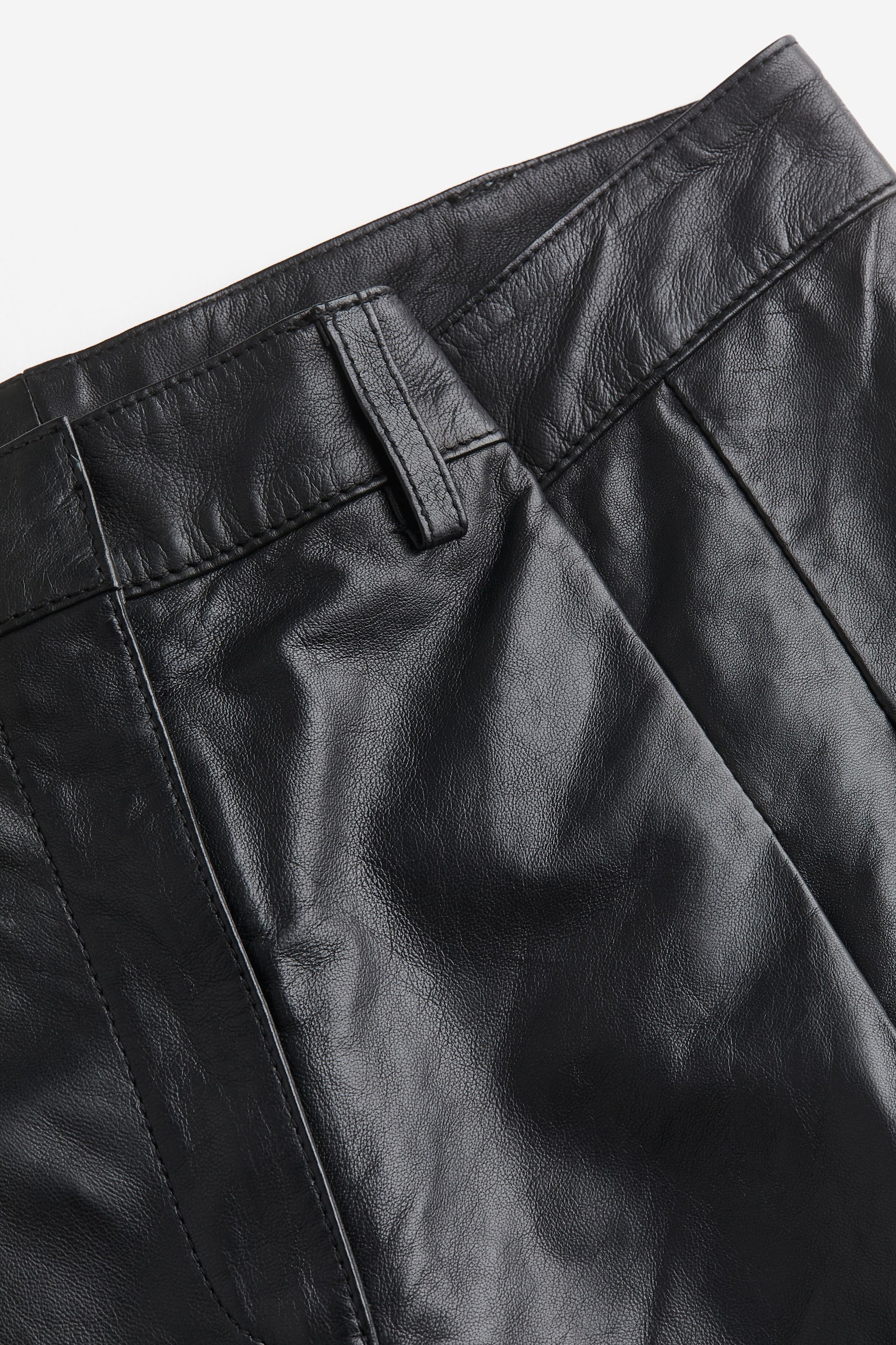 Leather tailored trousers - Midnight black - 3