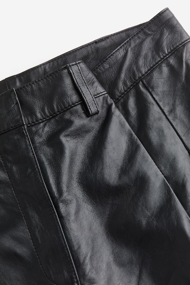 Stylede bukser i læder - Midnatssort - 6