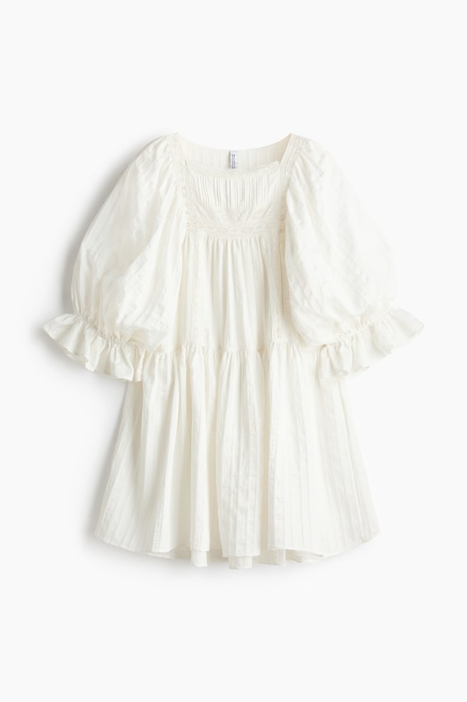 Robe à manches bouffantes - Blanc - 1