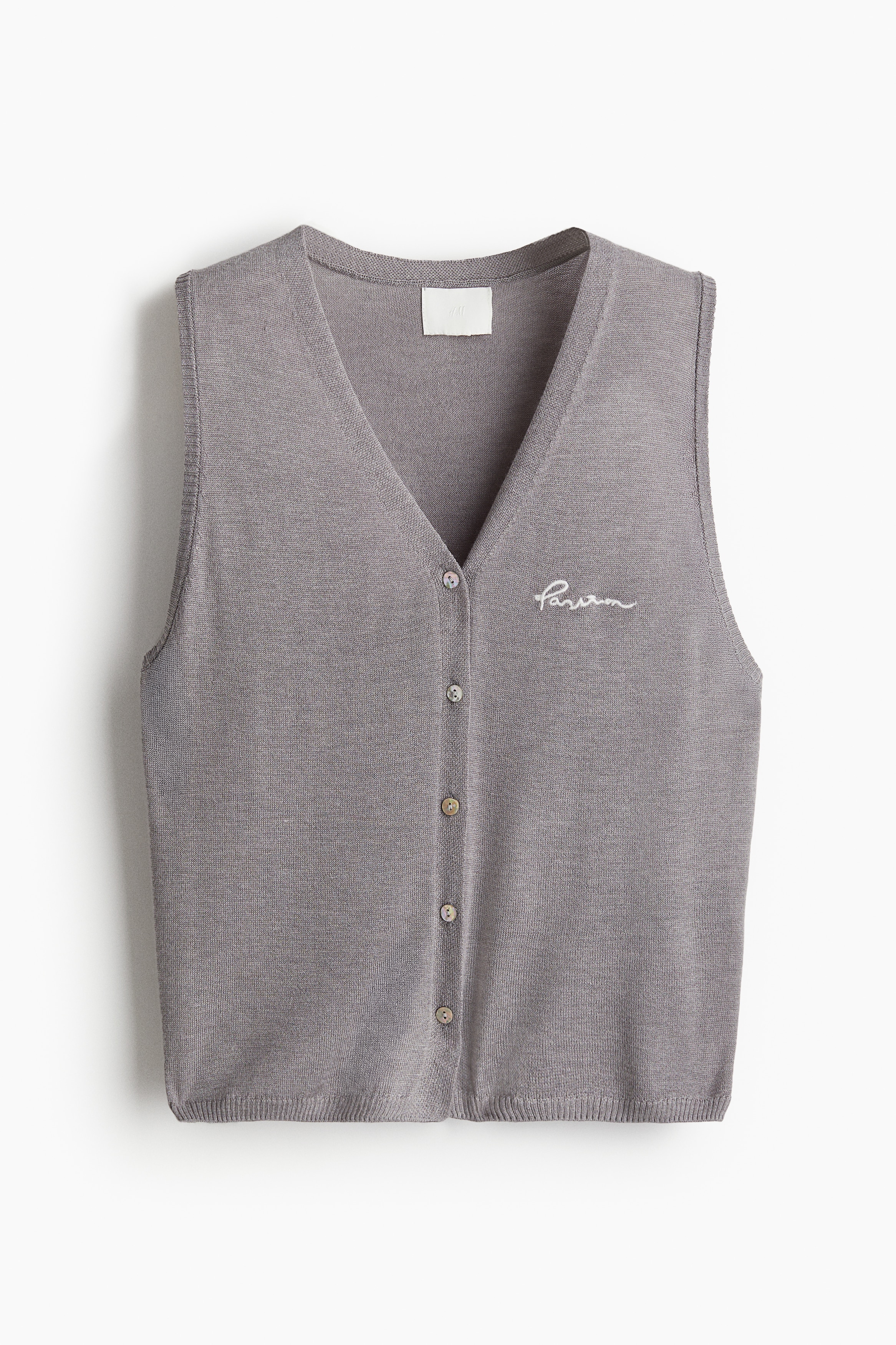 ファインニットベスト - グレーメランジ/ネイビーブルー／Passion