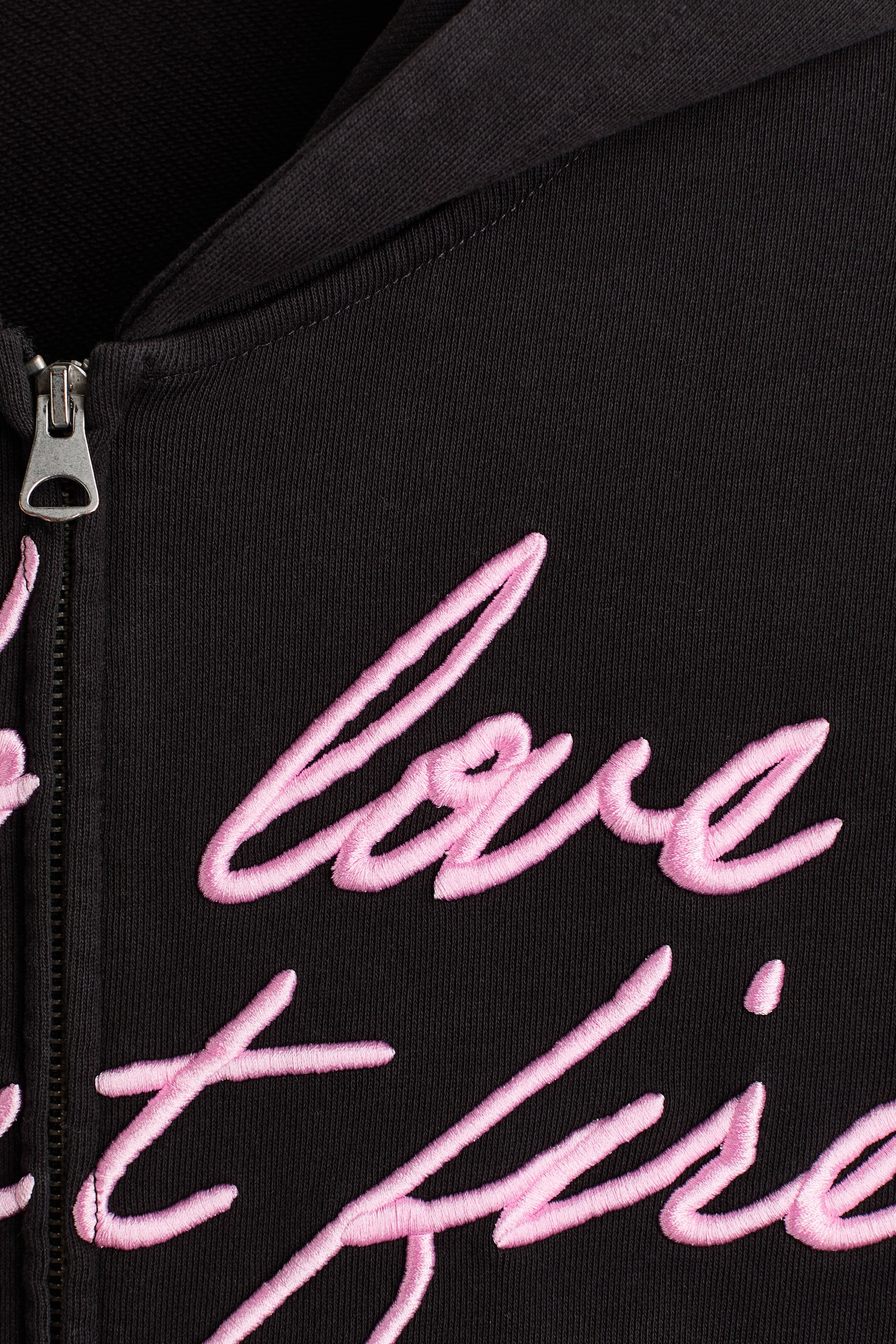Oversized Fit Zip-through hoodie - Black/No Love Just Fire/Pink/Just Love - 6