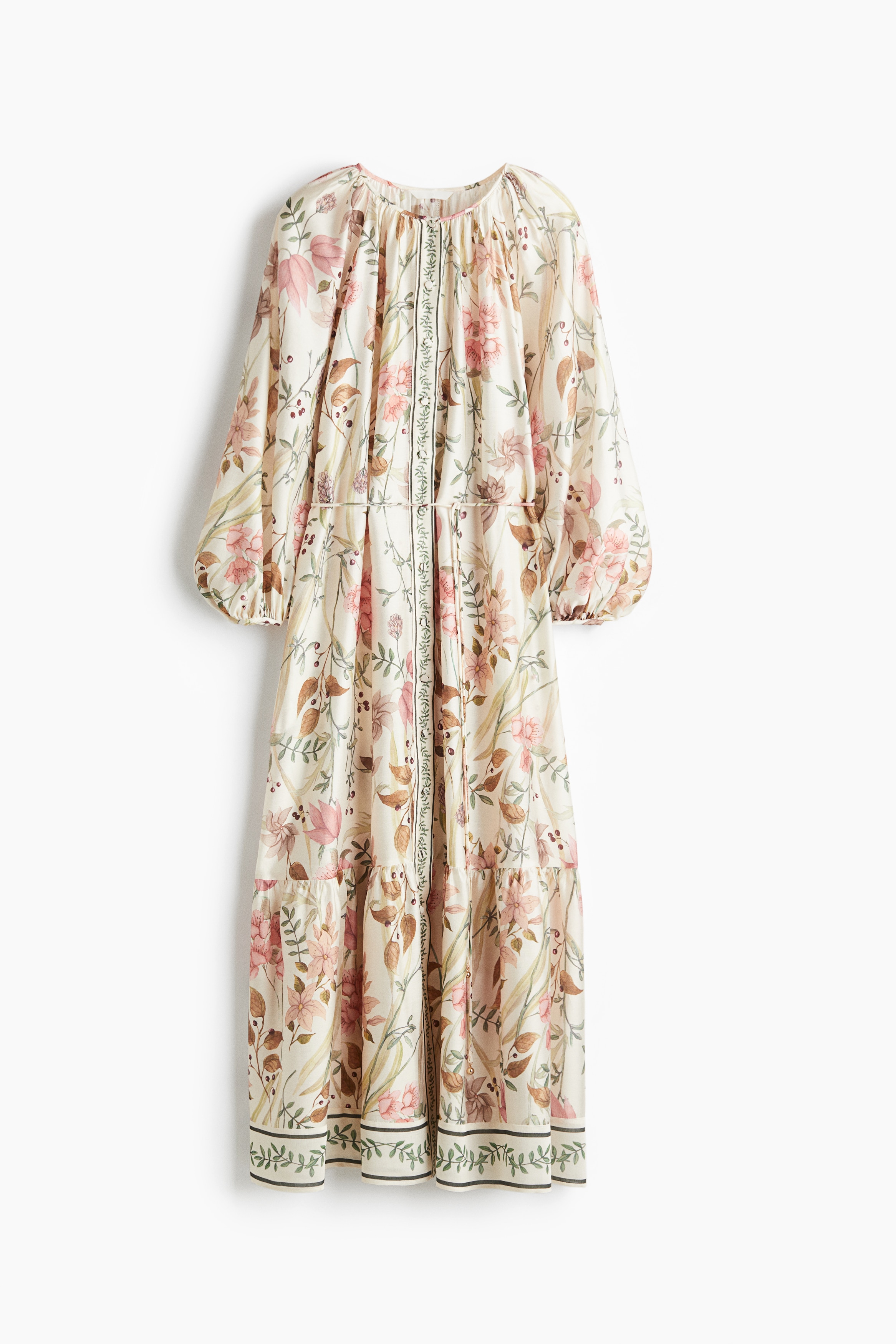 Oversized Tie Belt Dress - Cream/Floral/Black/Floral/White/Floral/White/Burgundy floral