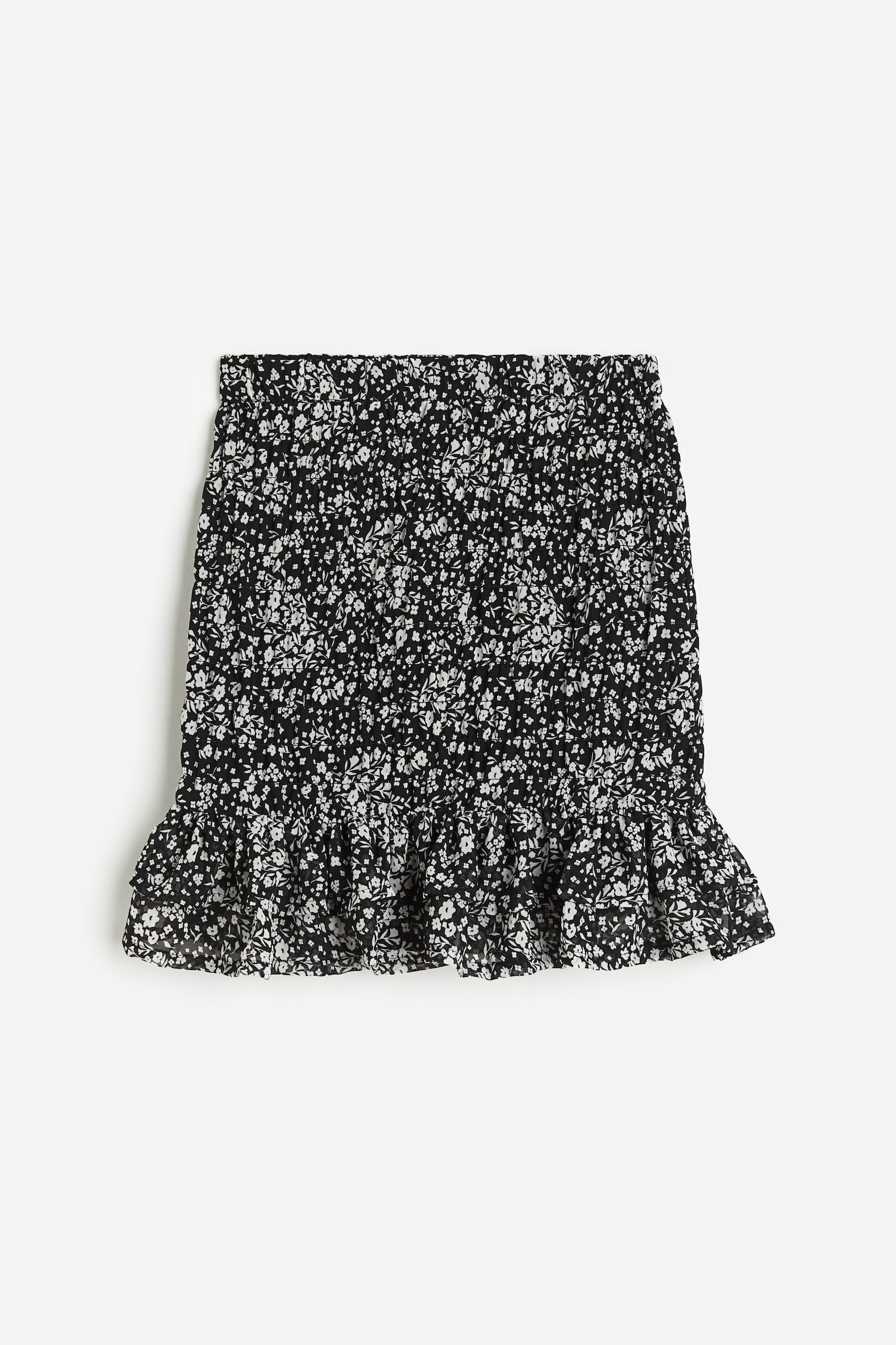 Smocked chiffon skirt - Black/Floral/Black/Roses/Light blue/Floral - 1