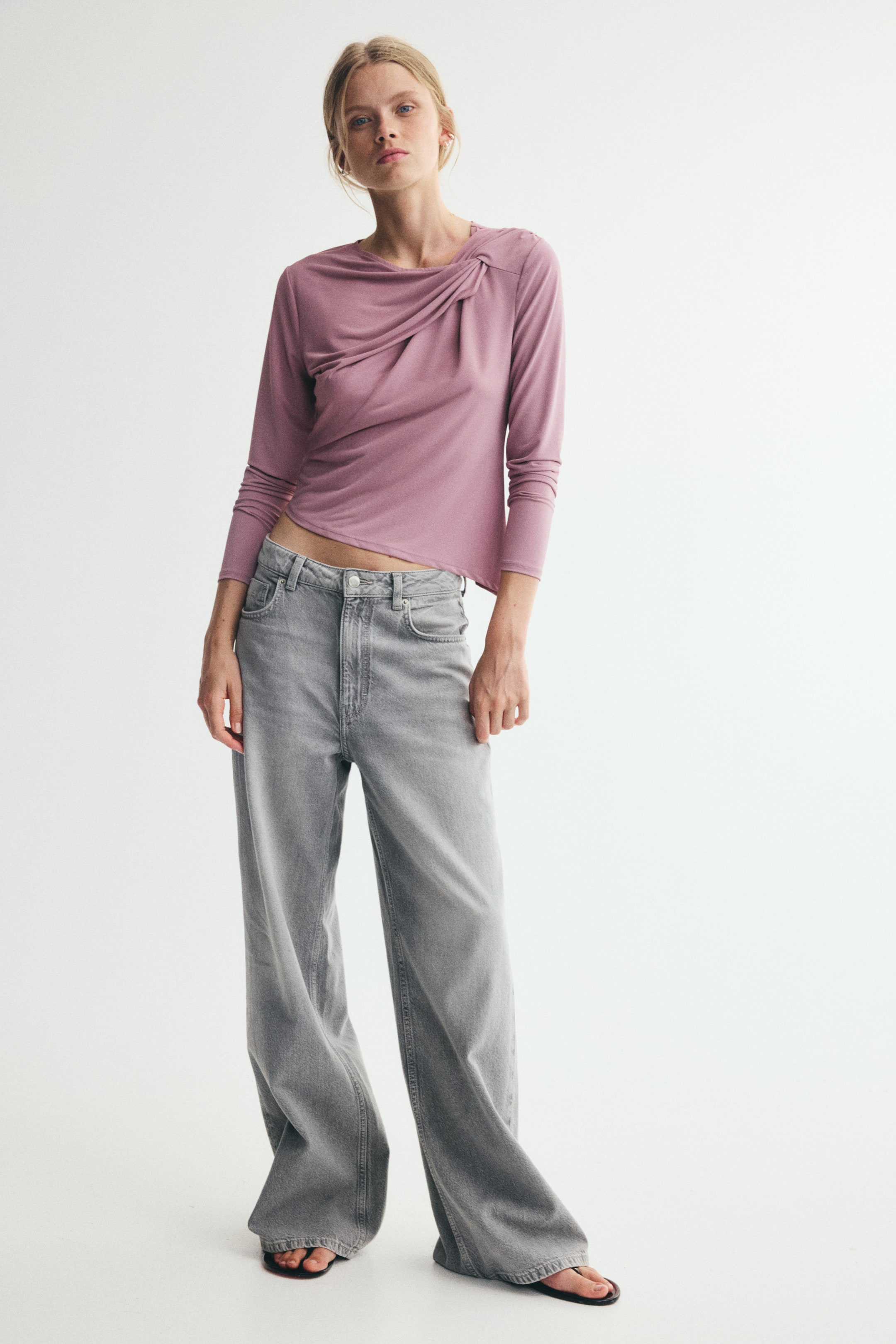 View larger image: Asymmetric twist-detail top - Dusty pink - Ladies | H&M IN 1