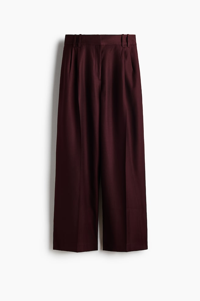 Wide-Leg Dress Pants - Burgundy/Cream/Dark brown - 1