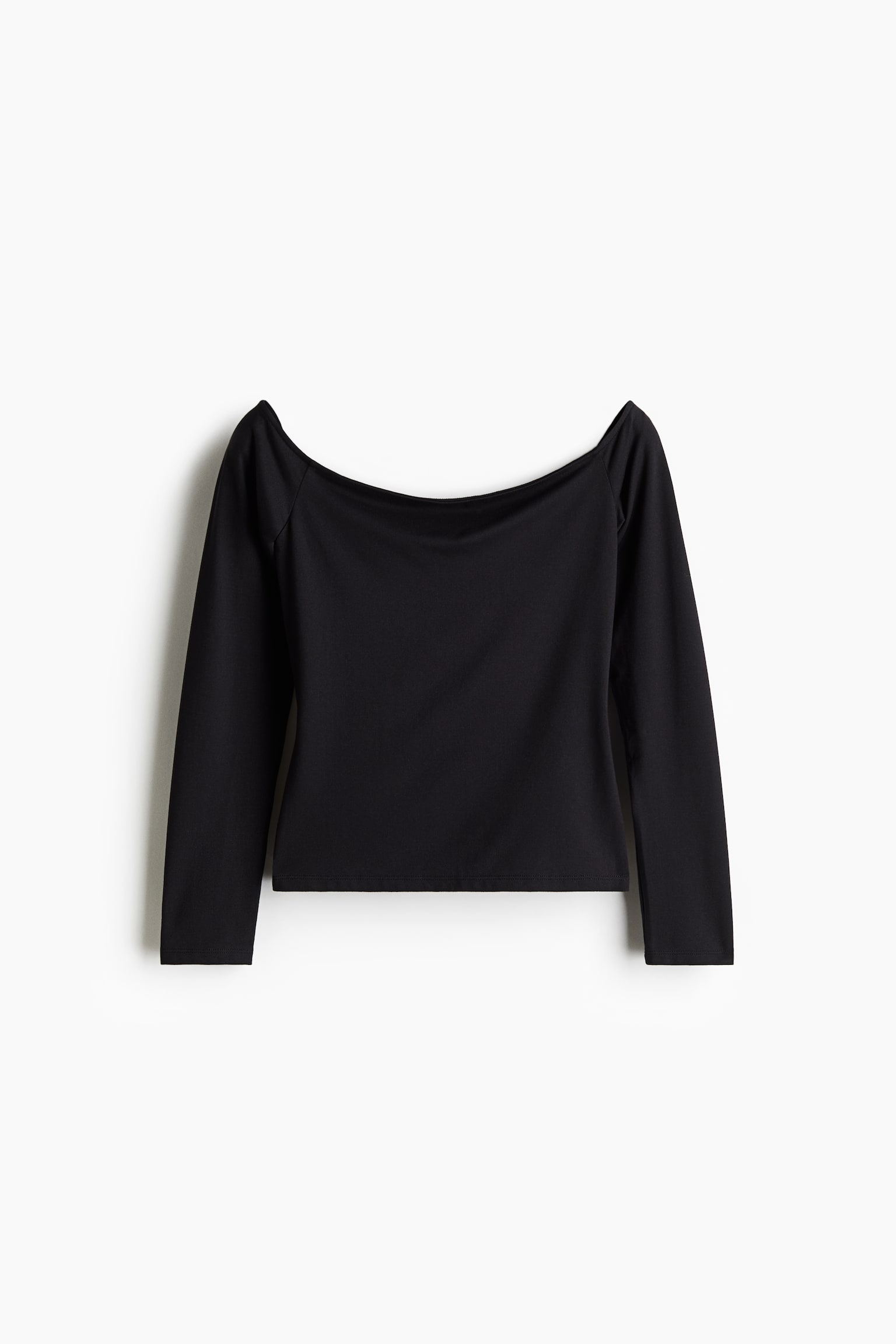 Off-the-shoulder jersey top - Black/Bright blue/Grey - 2