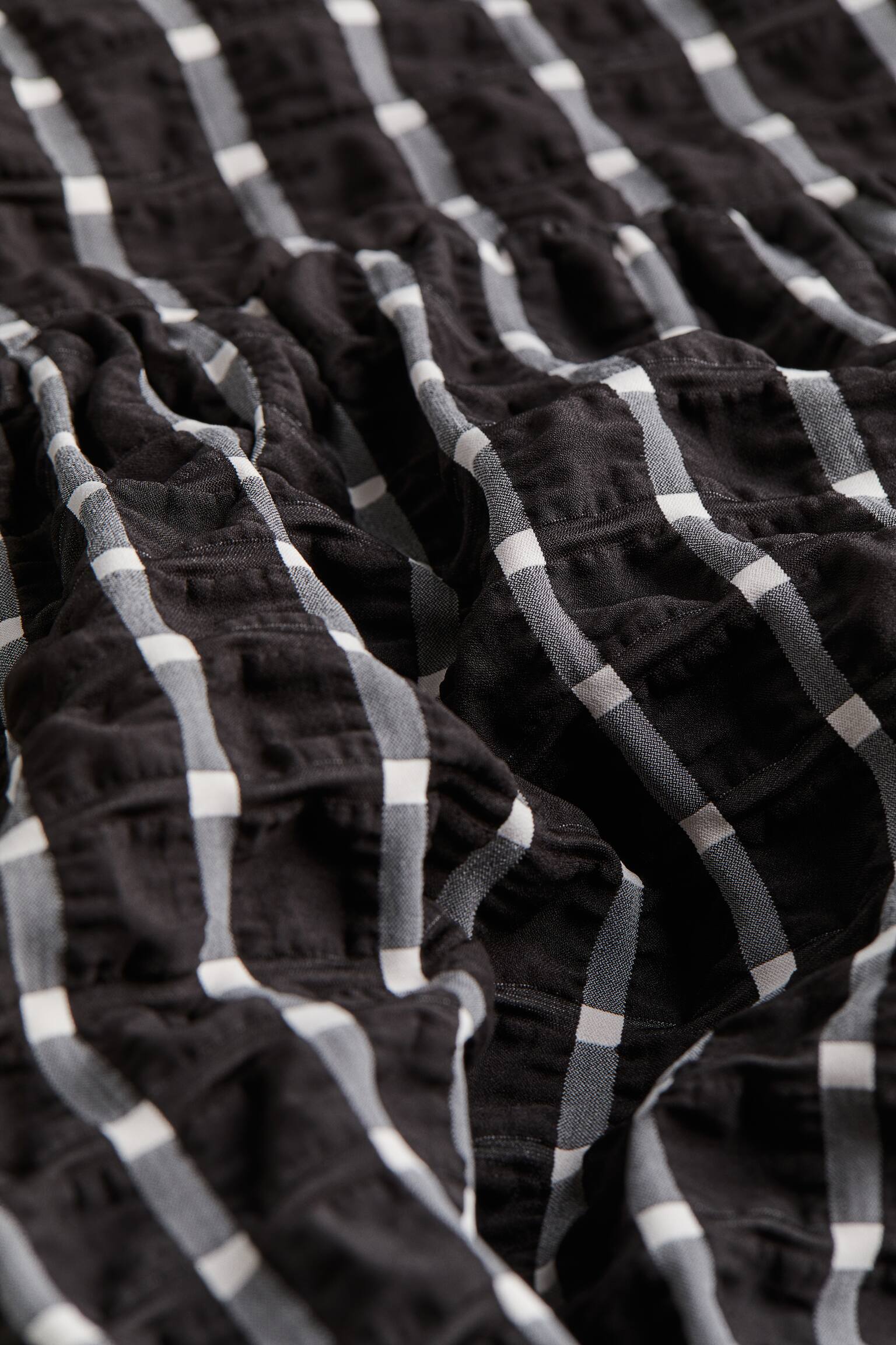 Puff Sleeve Dress - Black/Check - 2