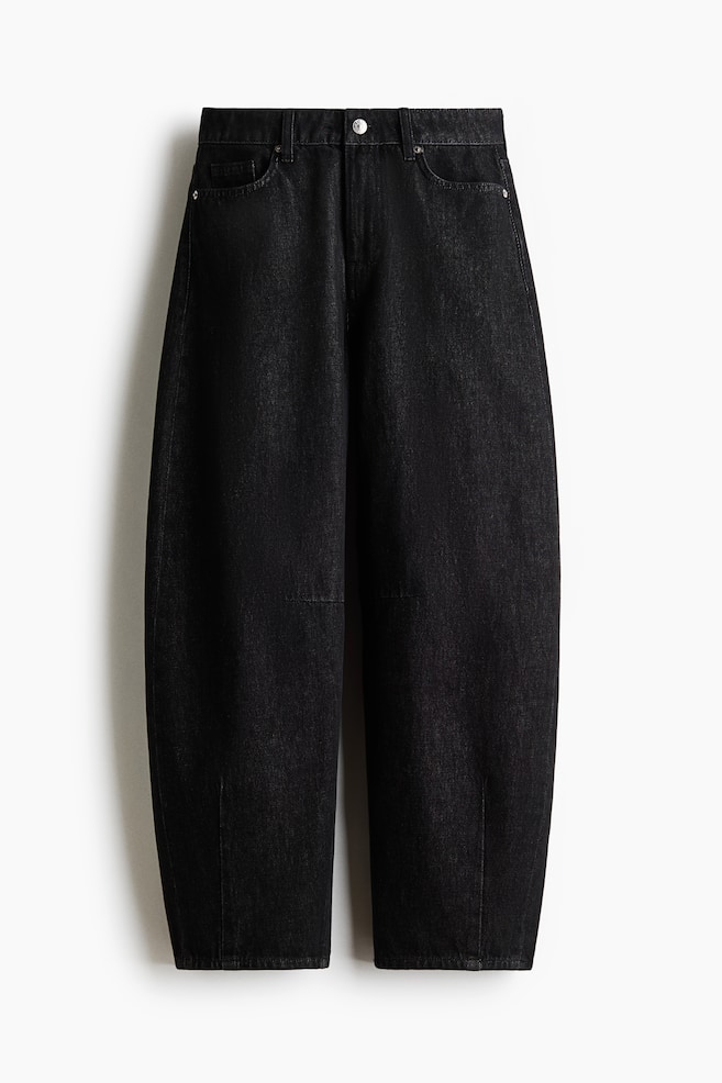 High-Waist Barrel-Leg Ankle Jeans - Dark gray - 1