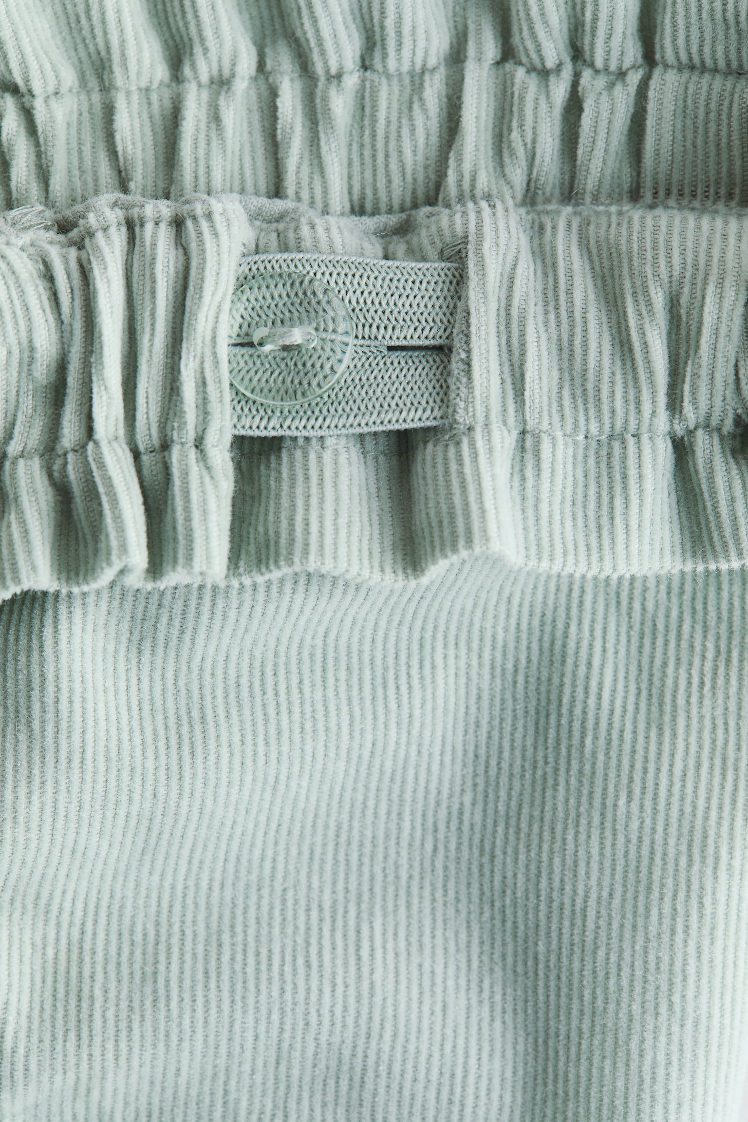 荷葉邊絨布長褲 - 淺灰綠色/淺粉紅色 - 2