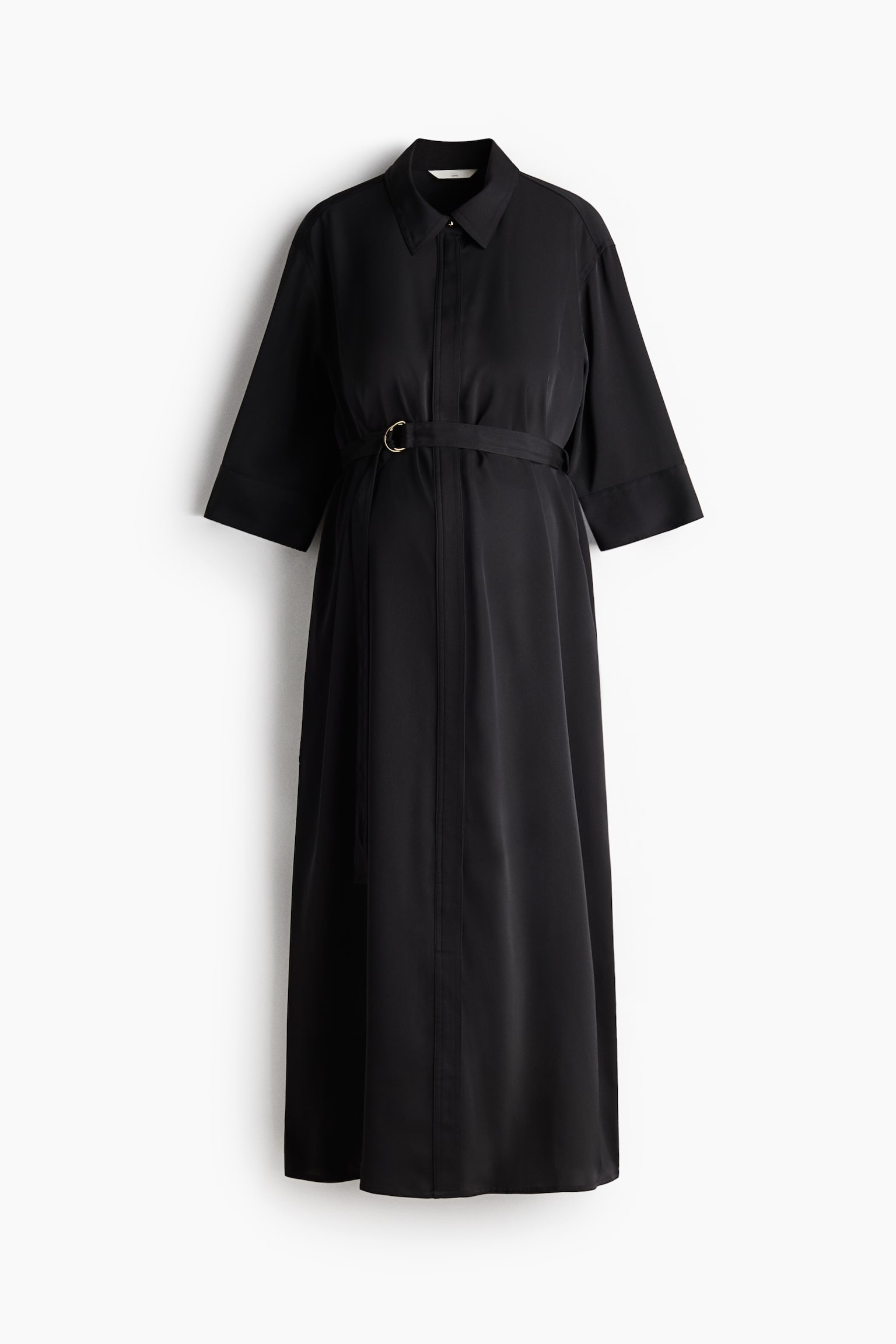 MAMA Belted Shirt Dress - Black