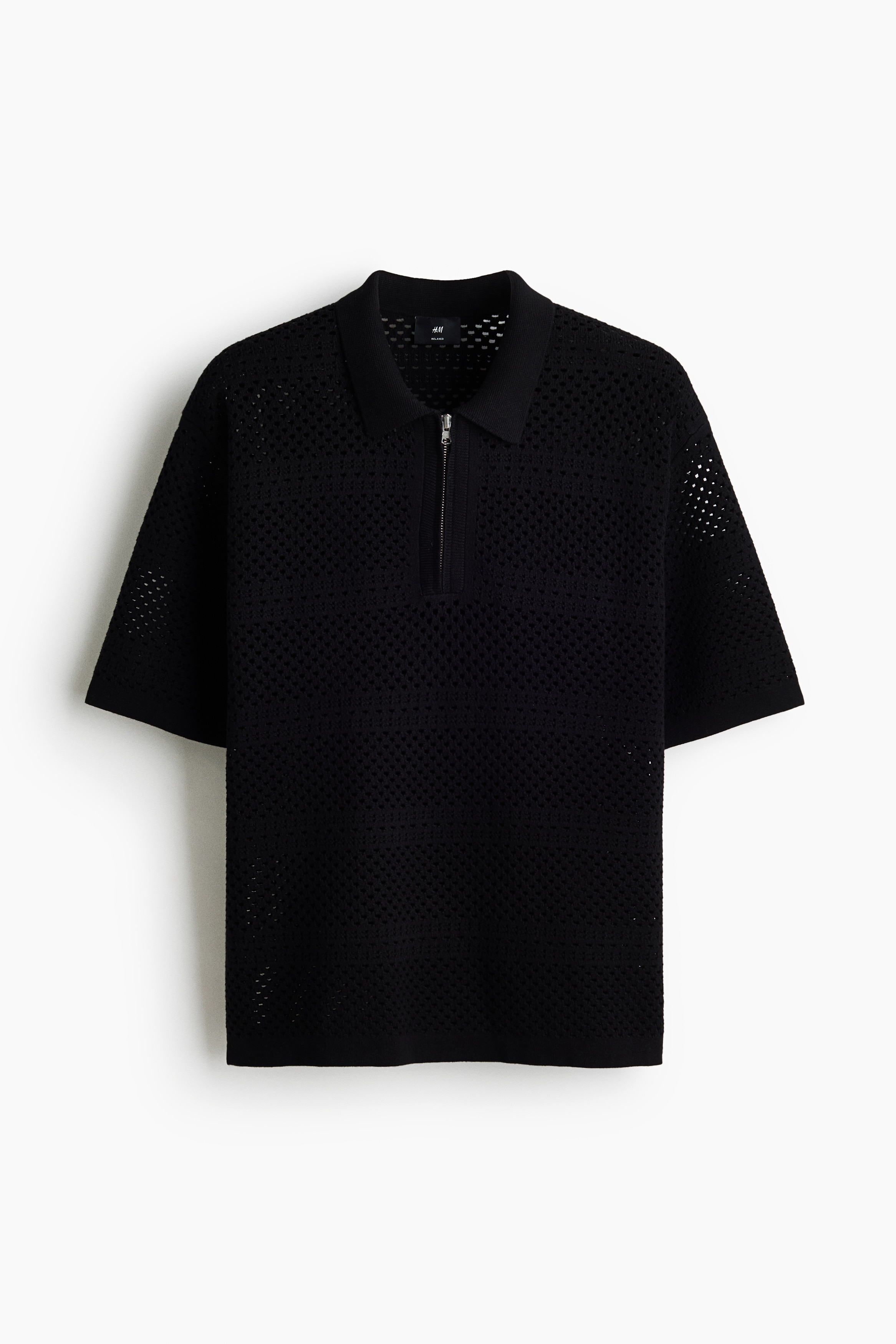 Polo majica rupičastog boda Relaxed Fit-Crna