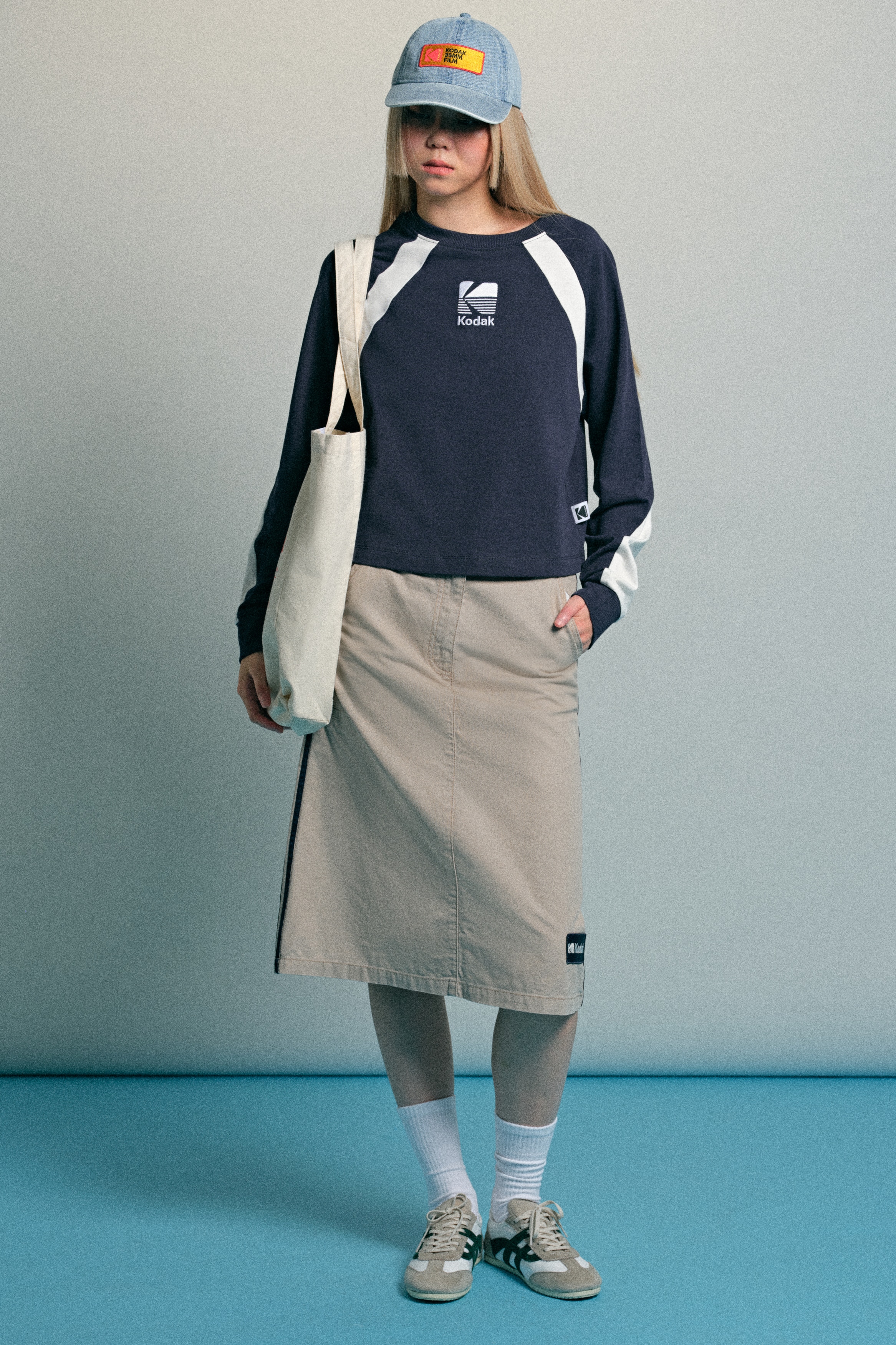 H & M - カラーブロック コットントップス - ブルー