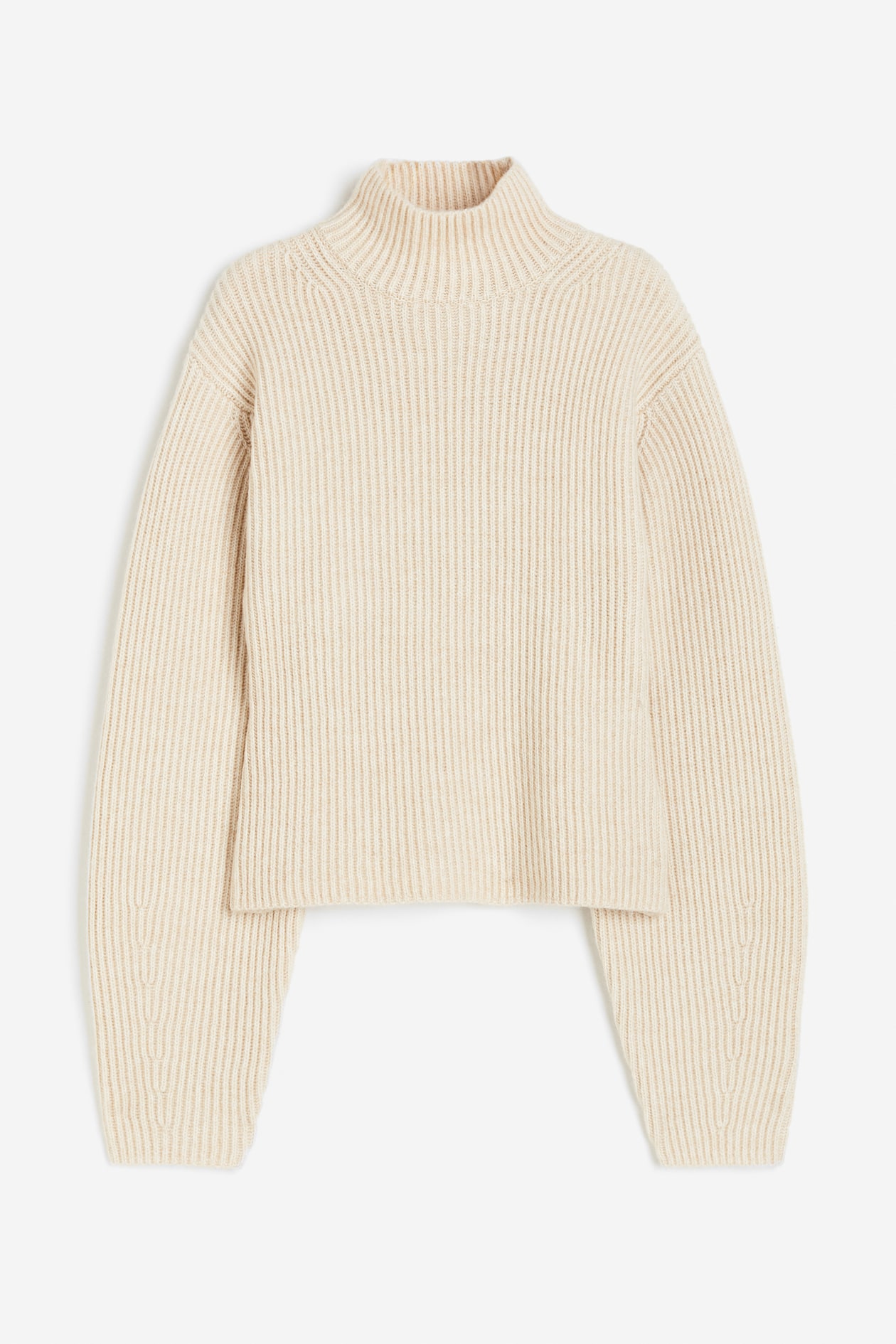 Women's Light beige Rib-knit Mock Turtleneck Sweater H&M CA