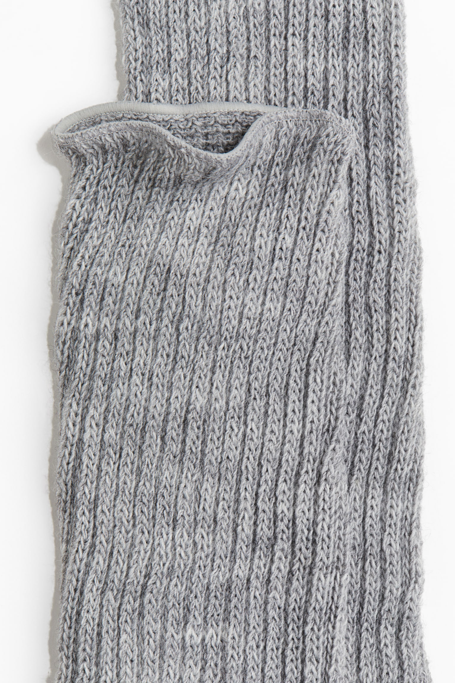 Long rib-knit leg warmers - Light grey marl - 4