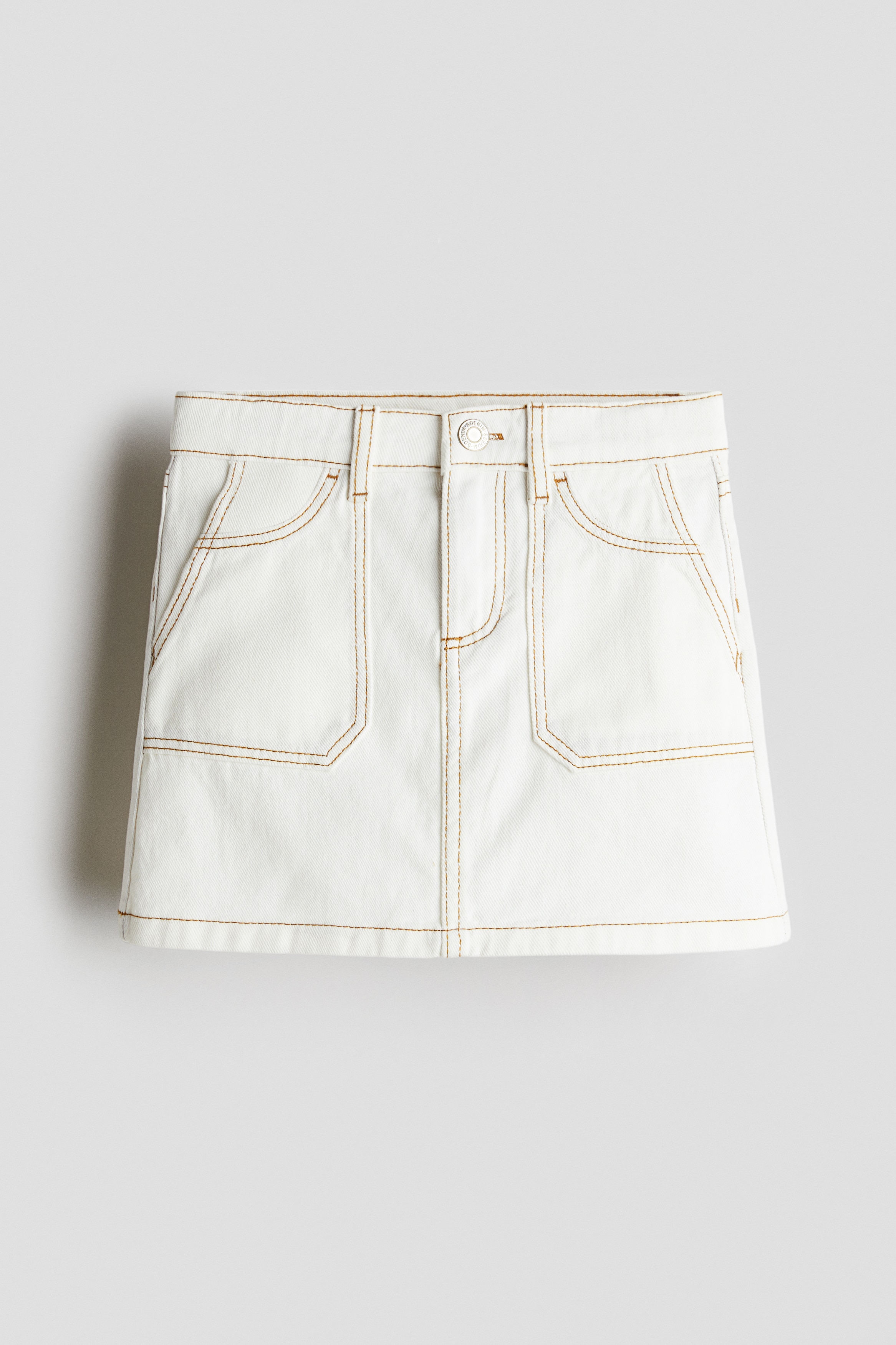 Pamuklu Gabardin Etek - Beyaz/Turuncu