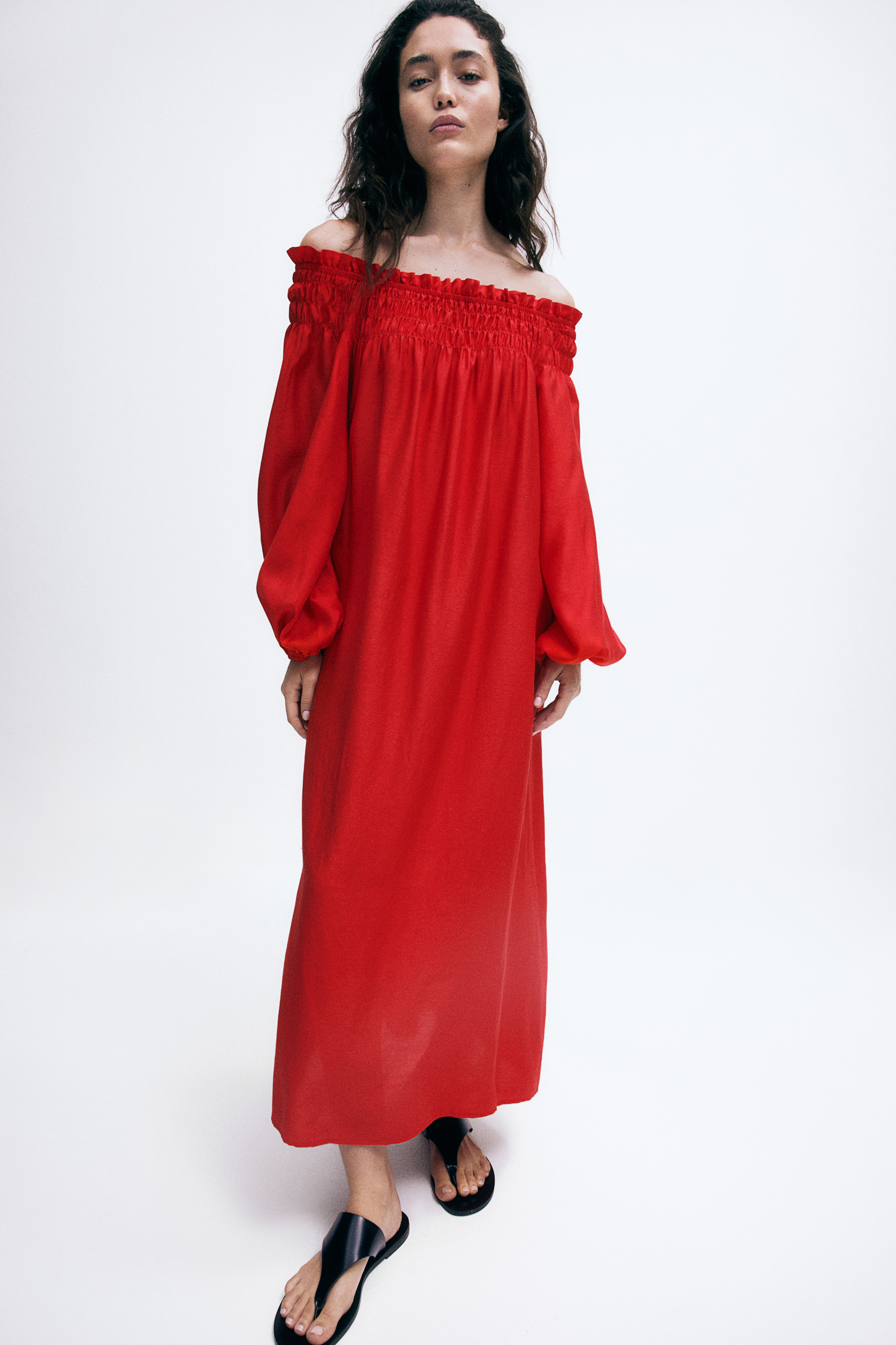 Oversized off the shoulder shirt dress hotsell