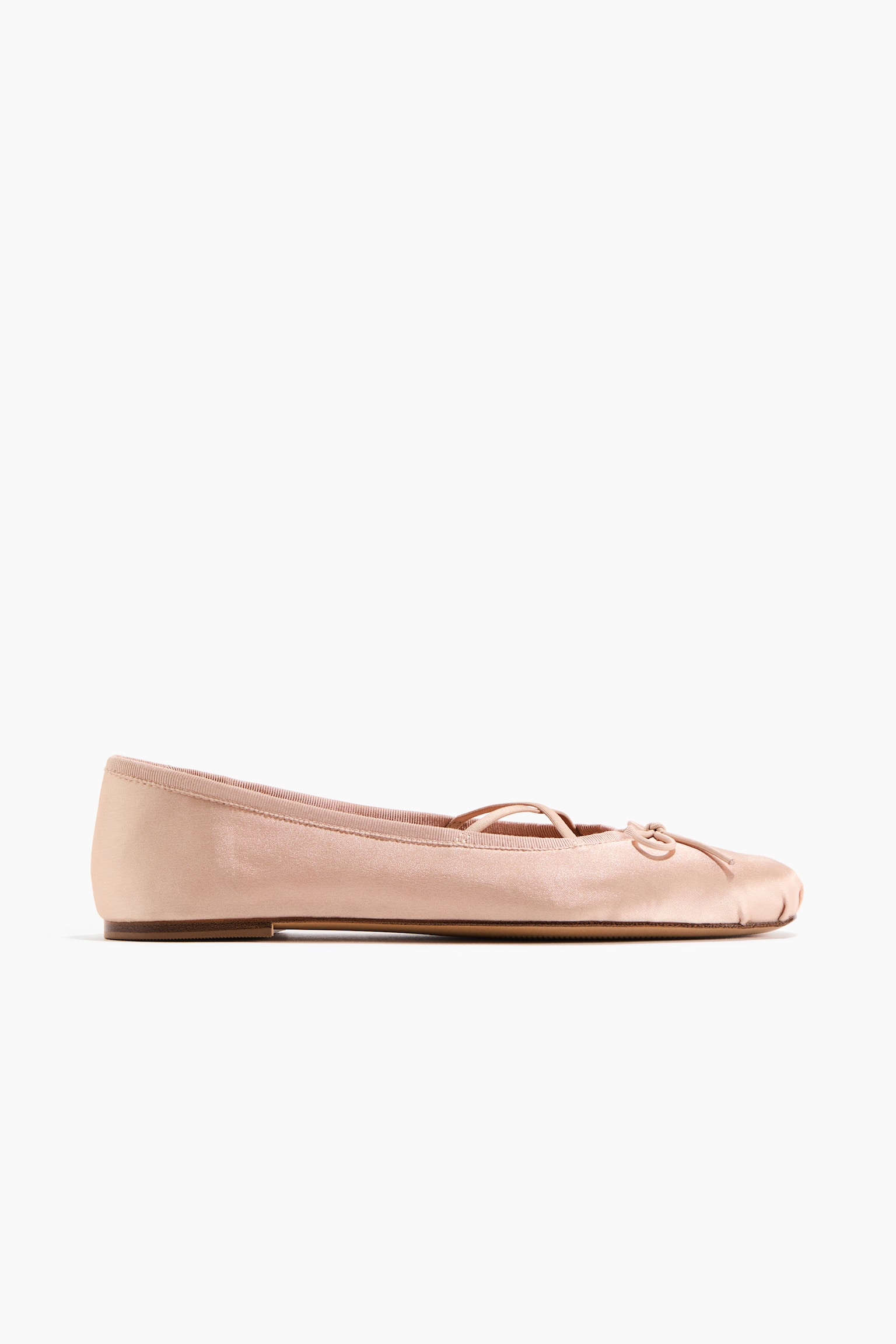 Женские балетки H&M Satin Ballet Flats, цвет: Пудровый розовый — фото 3