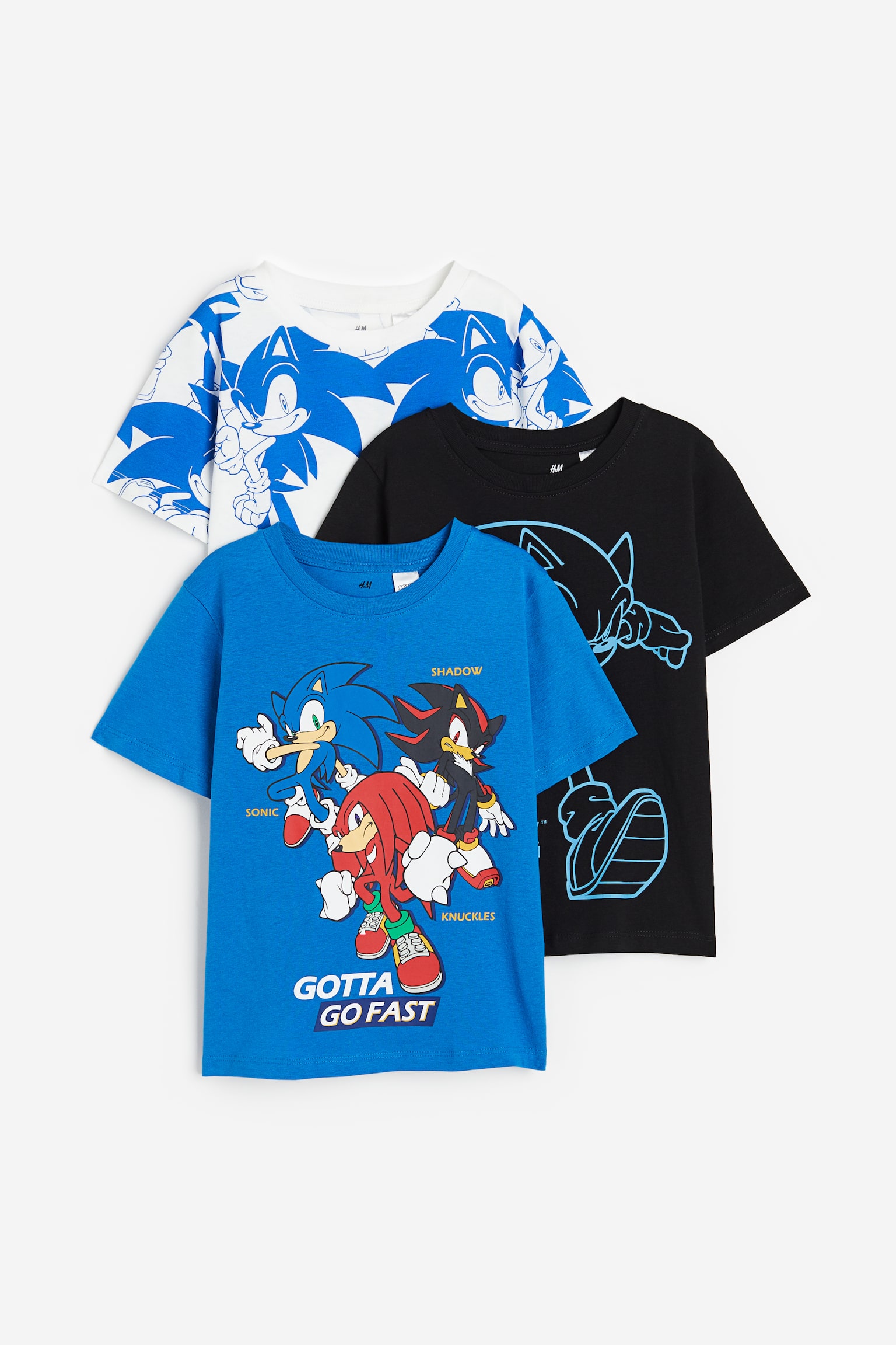 プリントTシャツ 3枚セット - ブルー／ソニック・ザ・ヘッジホッグ/ブライトレッド／スーパーマリオ/ブルー／ソニック・ザ・ヘッジホッグ/ダークグレー／Marvel Comics/dc - 1