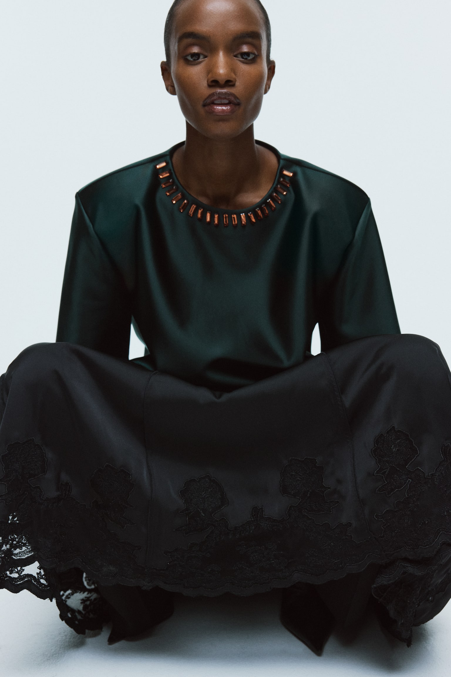 Shoulder-pad top - Dark green - 6