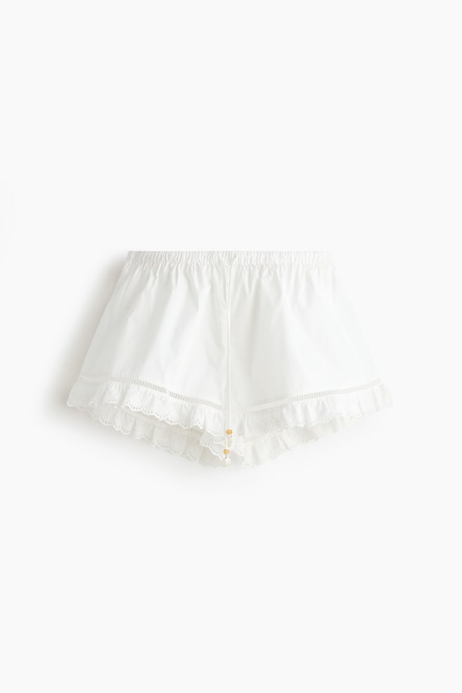 Lace-Trimmed Poplin Shorts - Ivory - 1